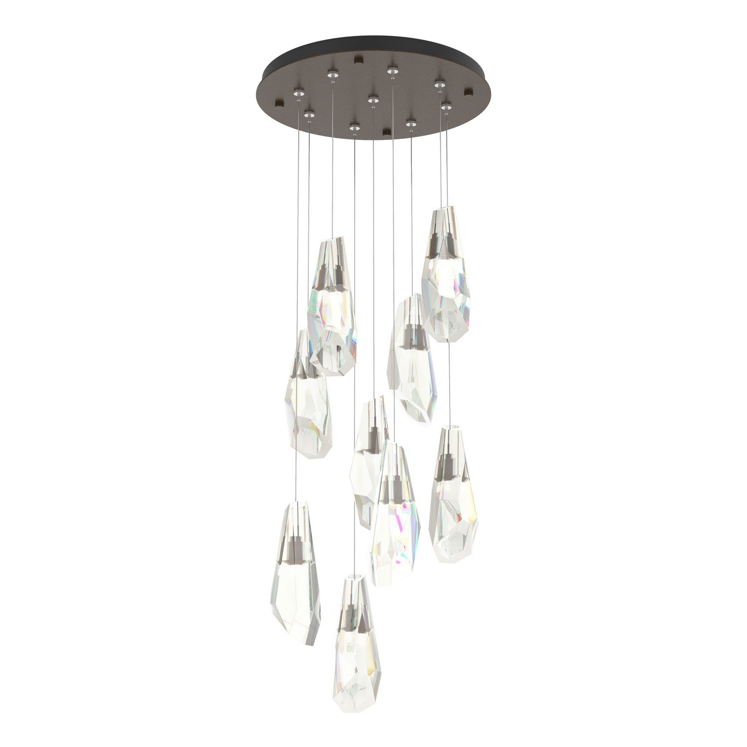 Hubbardton Forge - 131101-SKT-STND-05-CR - Luma 9-Light Large Crystal Pendant - Luma - Bronze