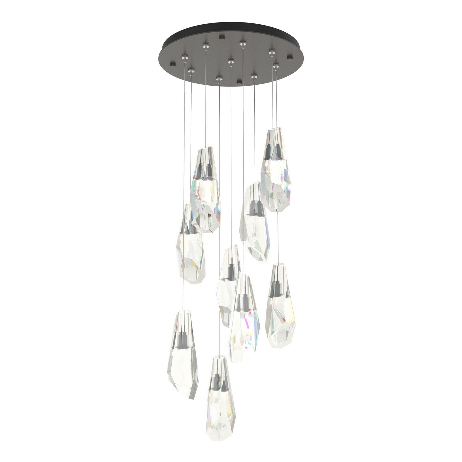 Hubbardton Forge - 131101-SKT-STND-07-CR - Luma 9-Light Large Crystal Pendant - Luma - Dark Smoke