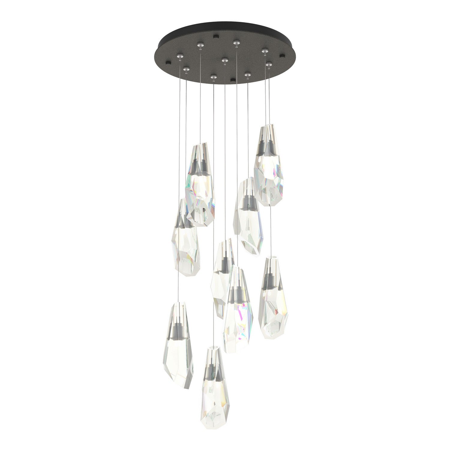 Hubbardton Forge - 131101-SKT-STND-20-CR - Luma 9-Light Large Crystal Pendant - Luma - Natural Iron