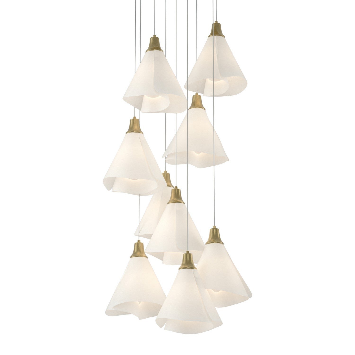 Hubbardton Forge - 131102-SKT-LONG-86-SH1987 - Mobius 9-Light Pendant - Mobius - Modern Brass