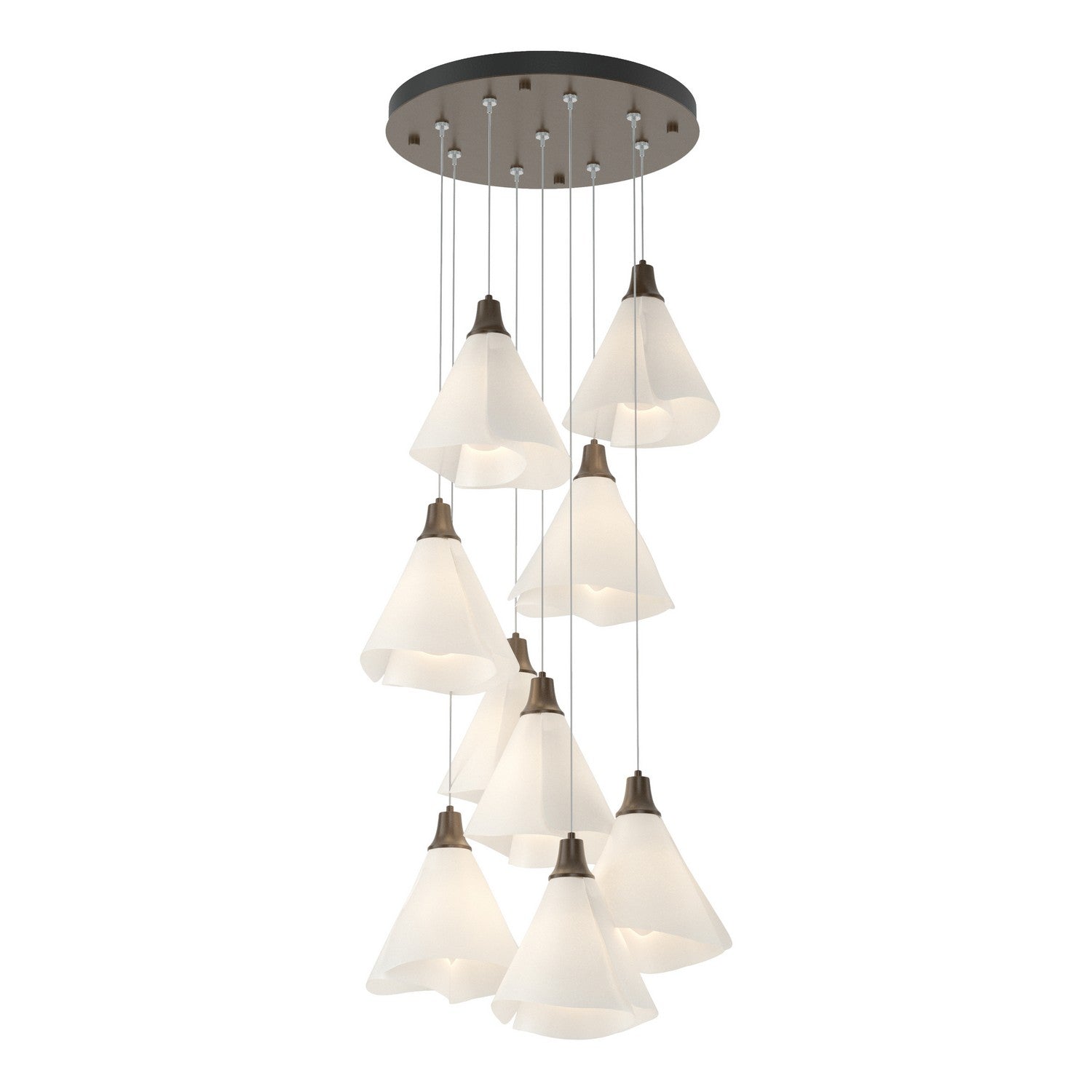 Hubbardton Forge - 131102-SKT-STND-05-SH1987 - Mobius 9-Light Pendant - Mobius - Bronze
