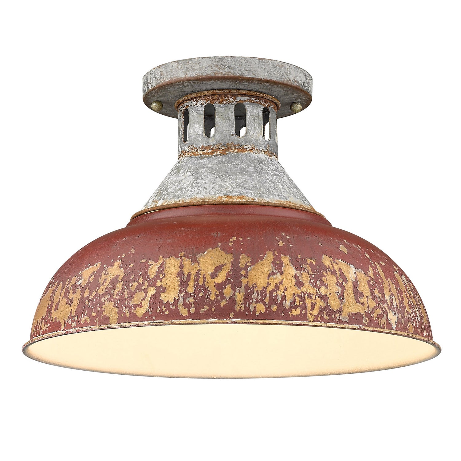 Golden - 0865-SF AGV-RED - One Light Semi-Flush Mount - Kinsley - Aged Galvanized Steel