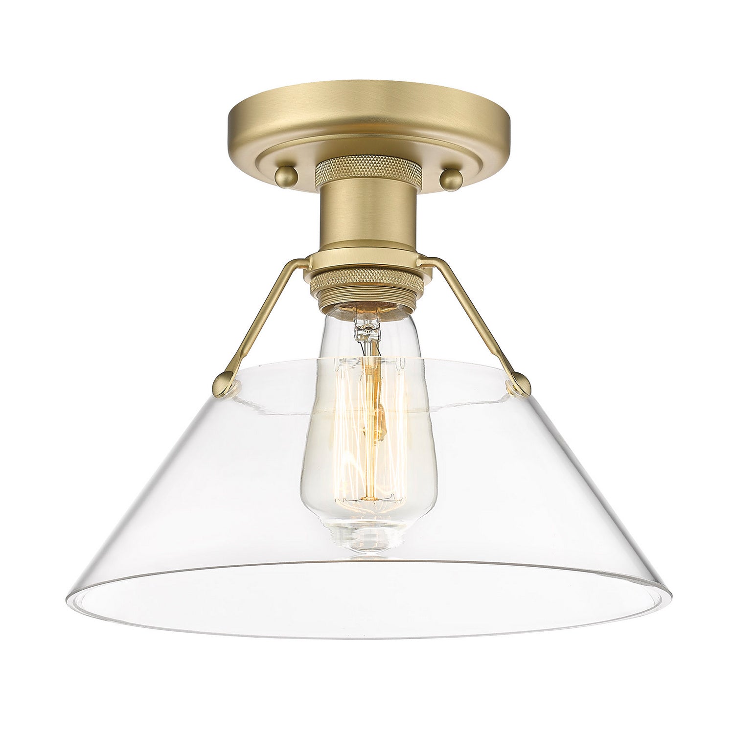 Golden - 3306-FM BCB-CLR - One Light Flush Mount - Orwell BCB - Brushed Champagne Bronze