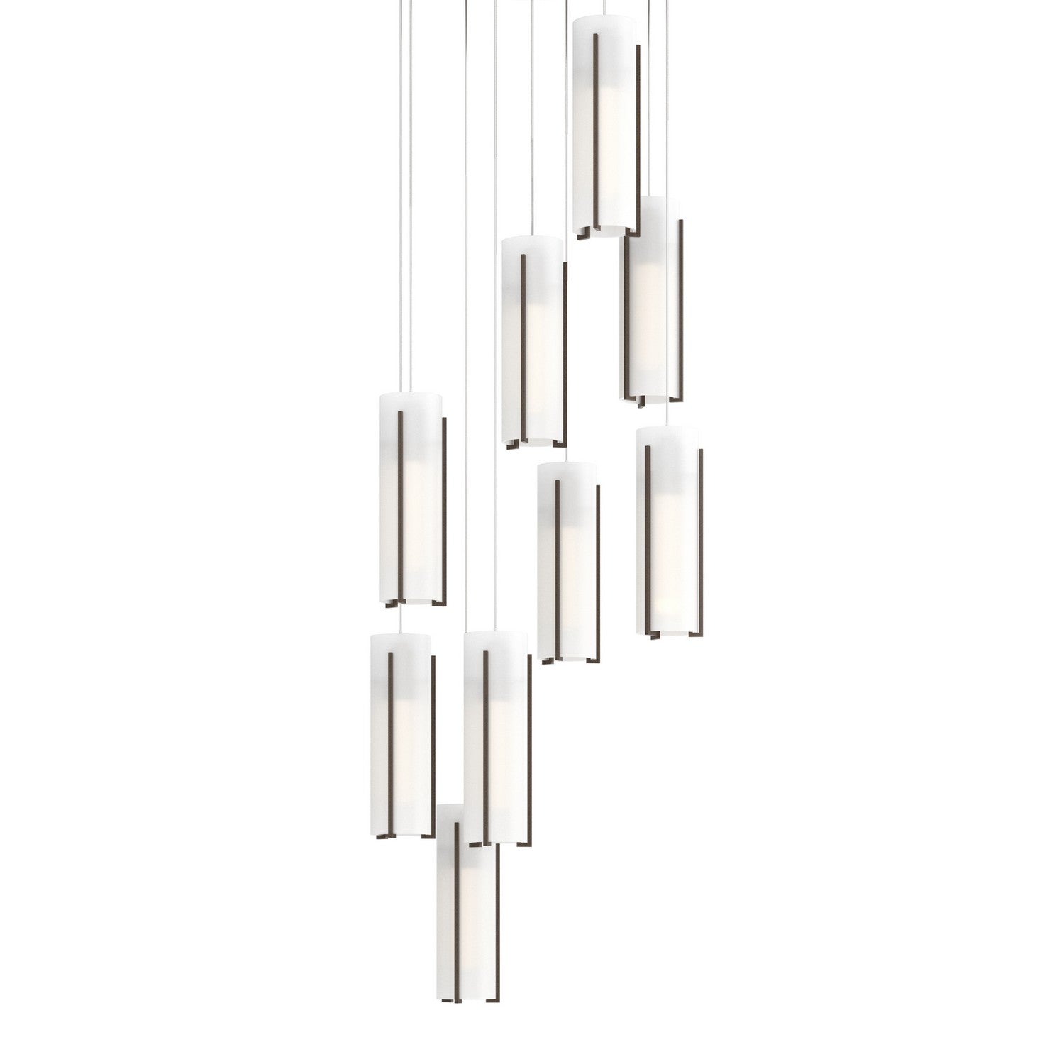Hubbardton Forge - 131104-SKT-LONG-05-GG0065 - Exos Glass 9-Light Pendant - Exos Glass - Bronze