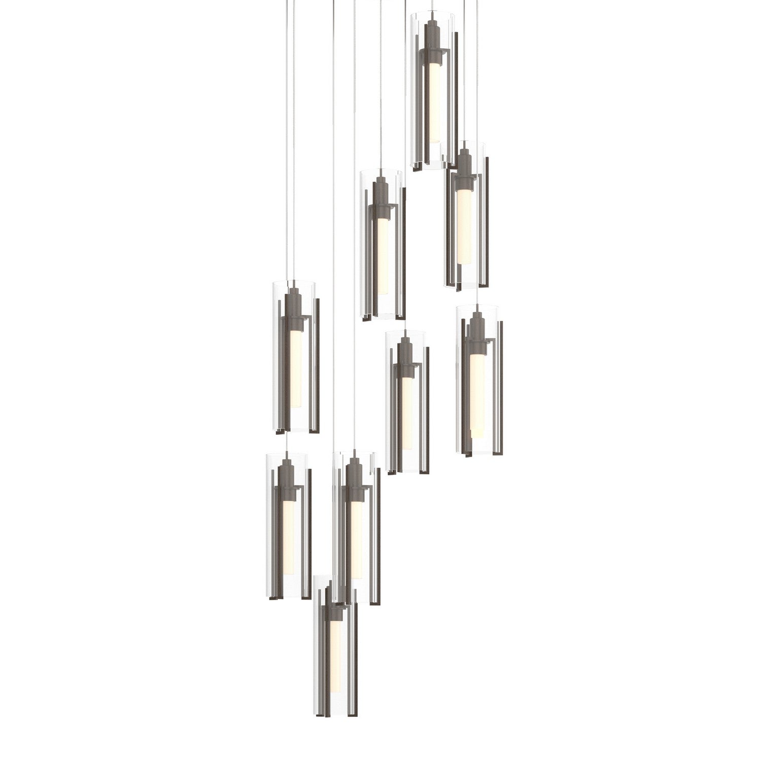 Hubbardton Forge - 131104-SKT-LONG-05-ZM0065 - Exos Glass 9-Light Pendant - Exos Glass - Bronze