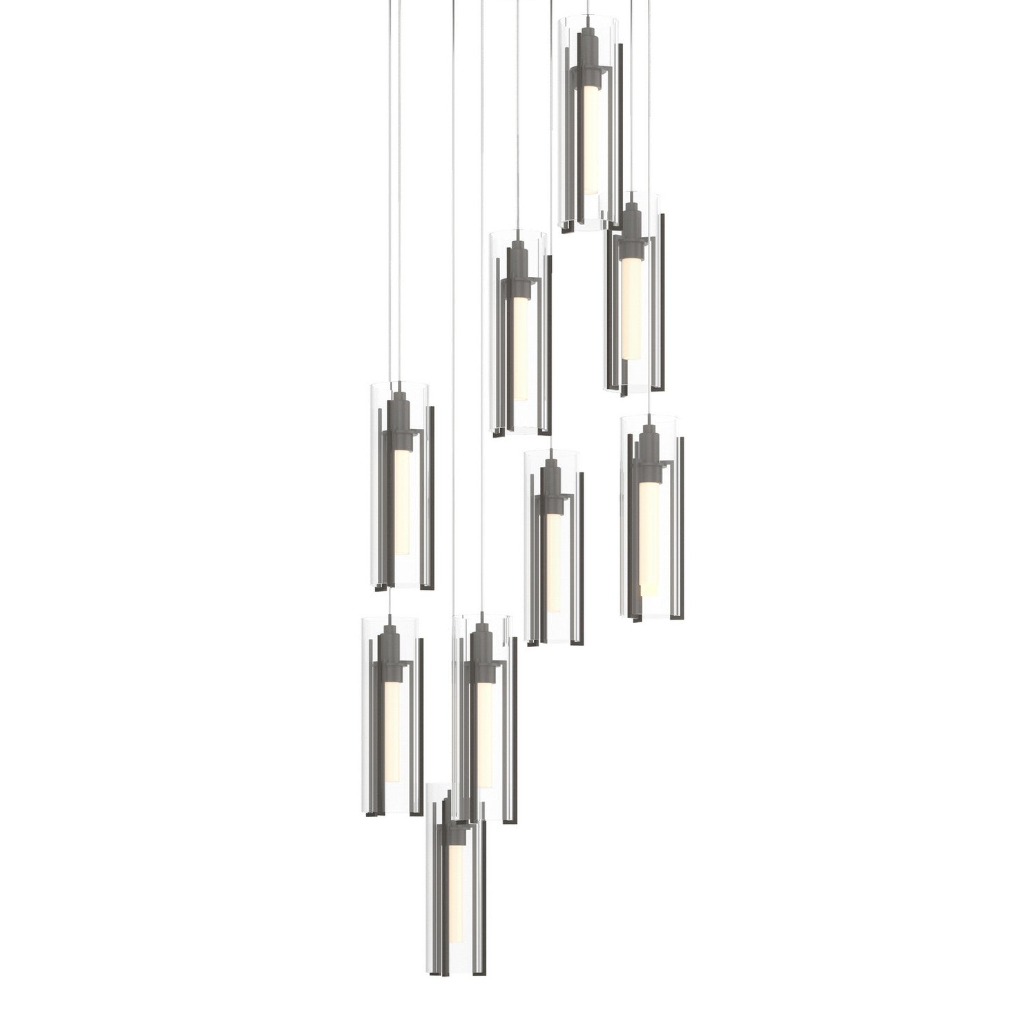 Hubbardton Forge - 131104-SKT-LONG-07-ZM0065 - Exos Glass 9-Light Pendant - Exos Glass - Dark Smoke
