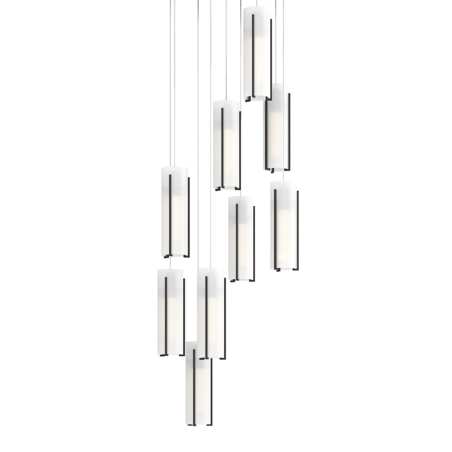 Hubbardton Forge - 131104-SKT-LONG-10-GG0065 - Exos Glass 9-Light Pendant - Exos Glass - Black