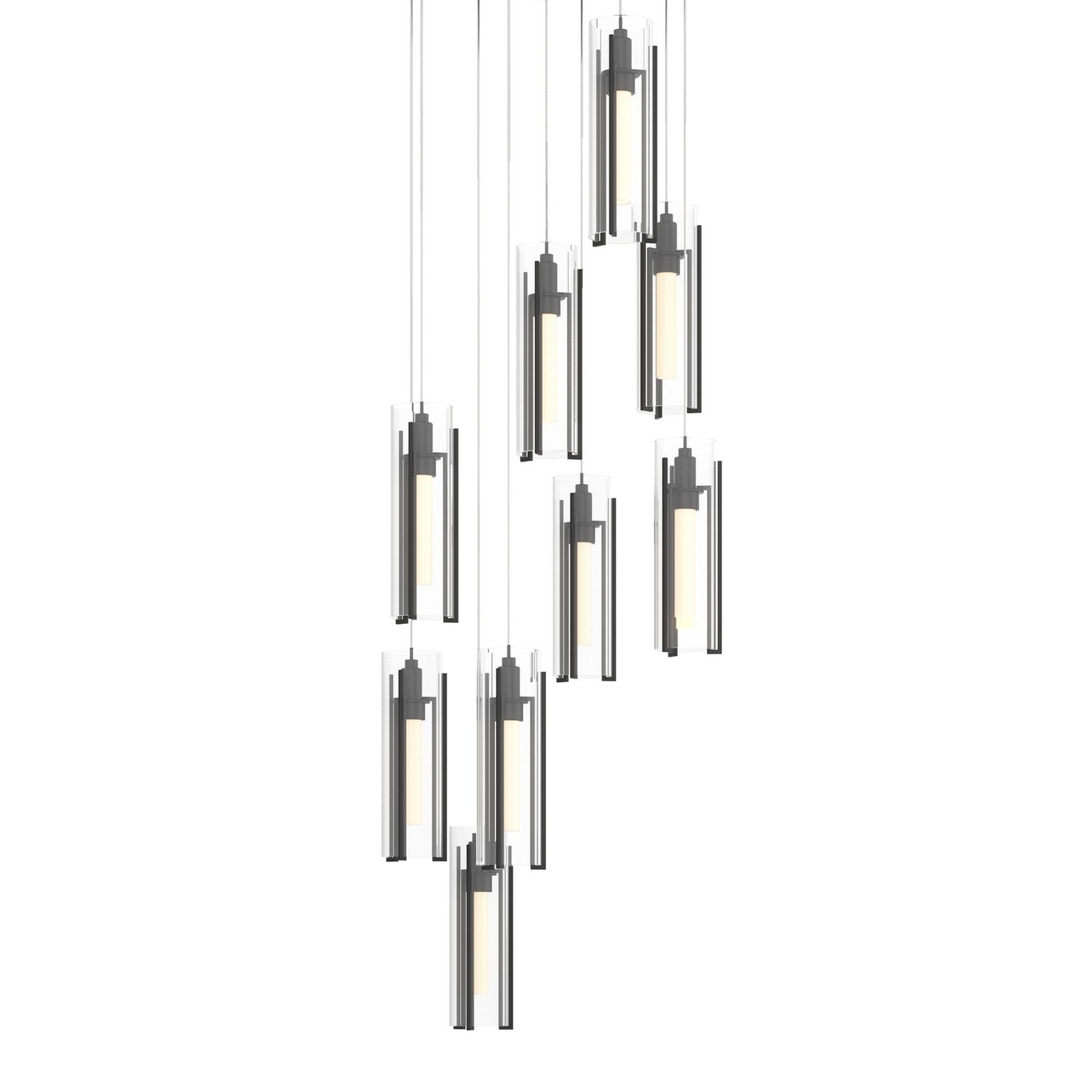Hubbardton Forge - 131104-SKT-LONG-10-ZM0065 - Exos Glass 9-Light Pendant - Exos Glass - Black