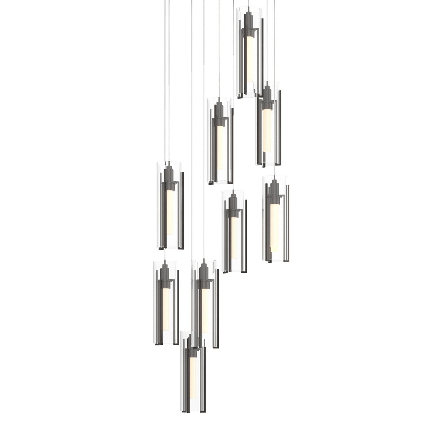 Hubbardton Forge - 131104-SKT-LONG-14-ZM0065 - Exos Glass 9-Light Pendant - Exos Glass - Oil Rubbed Bronze
