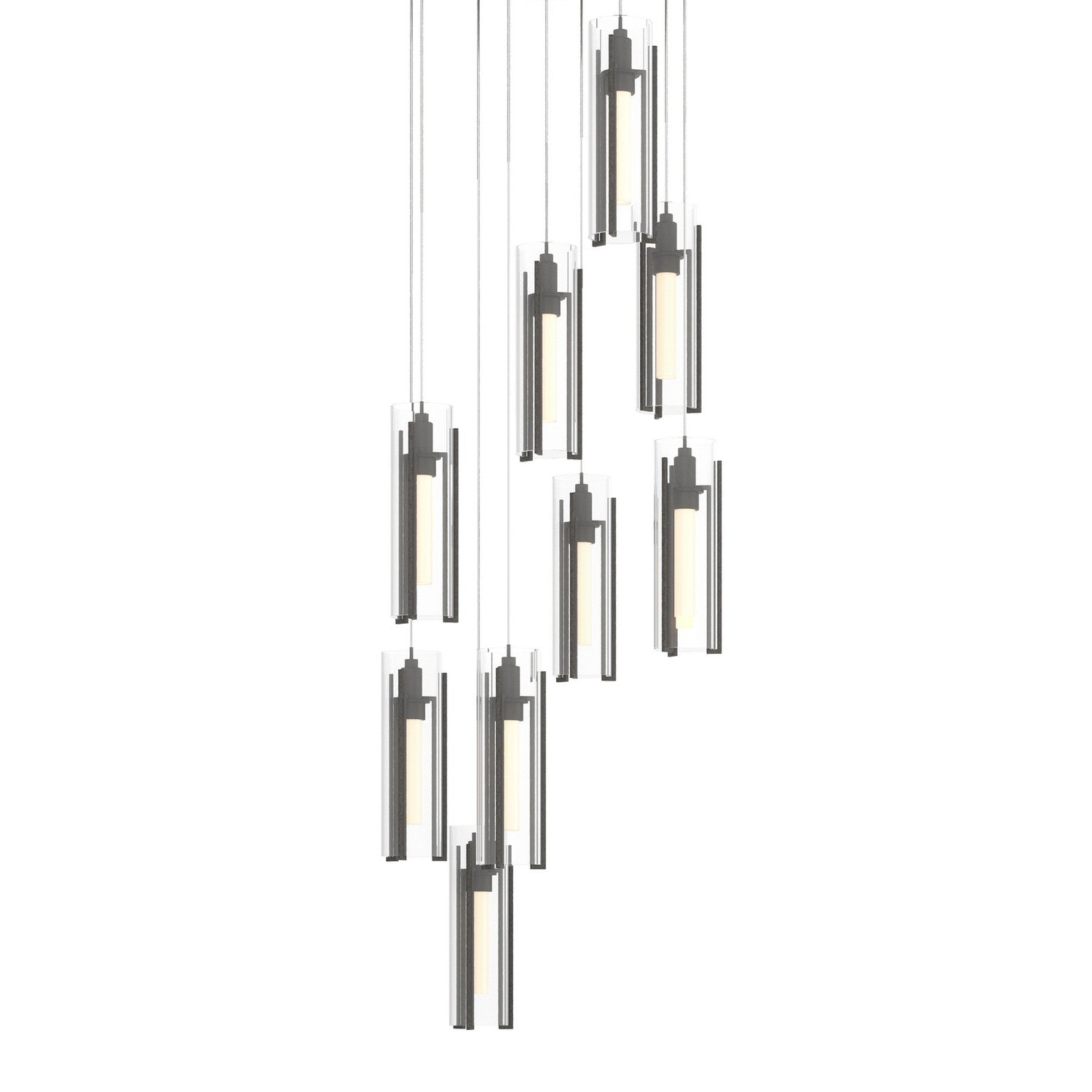 Hubbardton Forge - 131104-SKT-LONG-20-ZM0065 - Exos Glass 9-Light Pendant - Exos Glass - Natural Iron