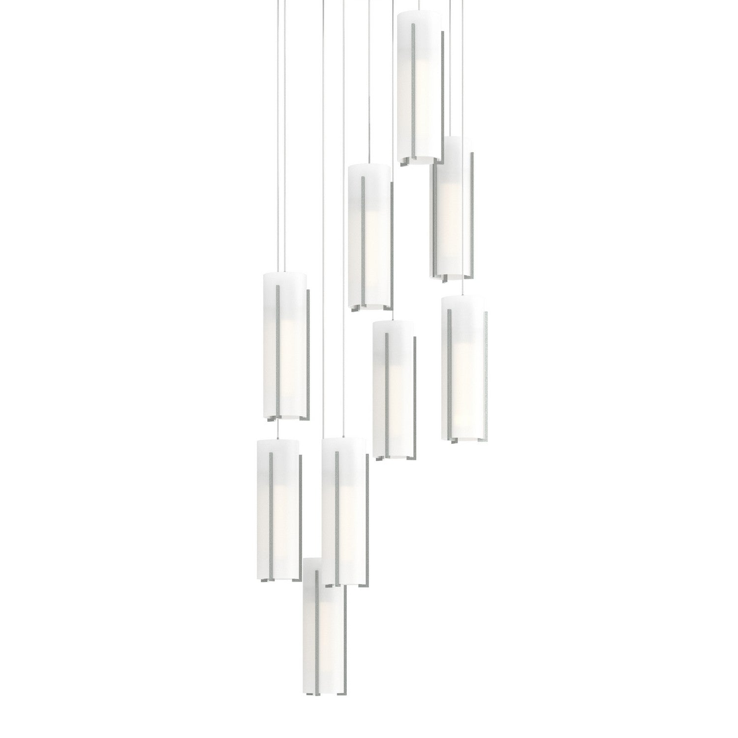 Hubbardton Forge - 131104-SKT-LONG-82-GG0065 - Exos Glass 9-Light Pendant - Exos Glass - Vintage Platinum