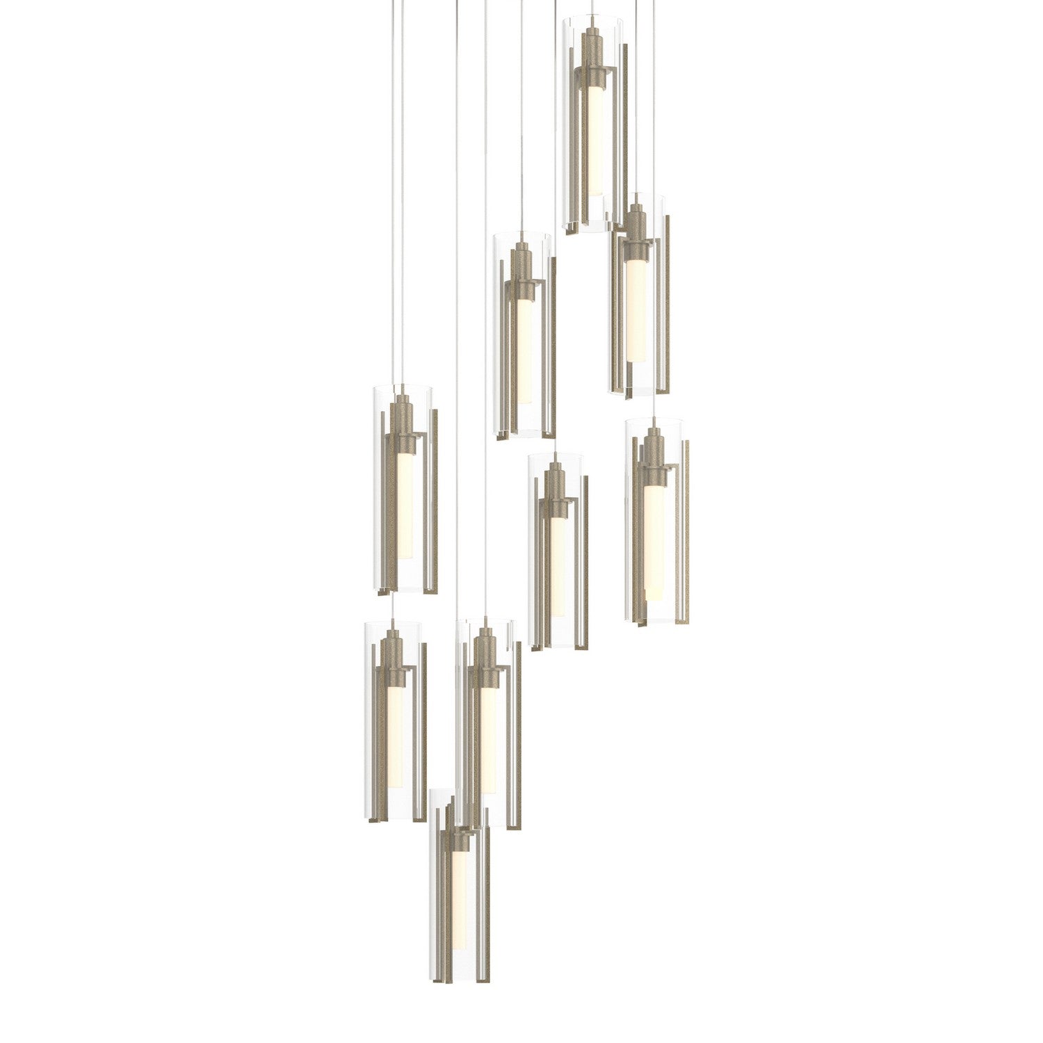 Hubbardton Forge - 131104-SKT-LONG-84-ZM0065 - Exos Glass 9-Light Pendant - Exos Glass - Soft Gold