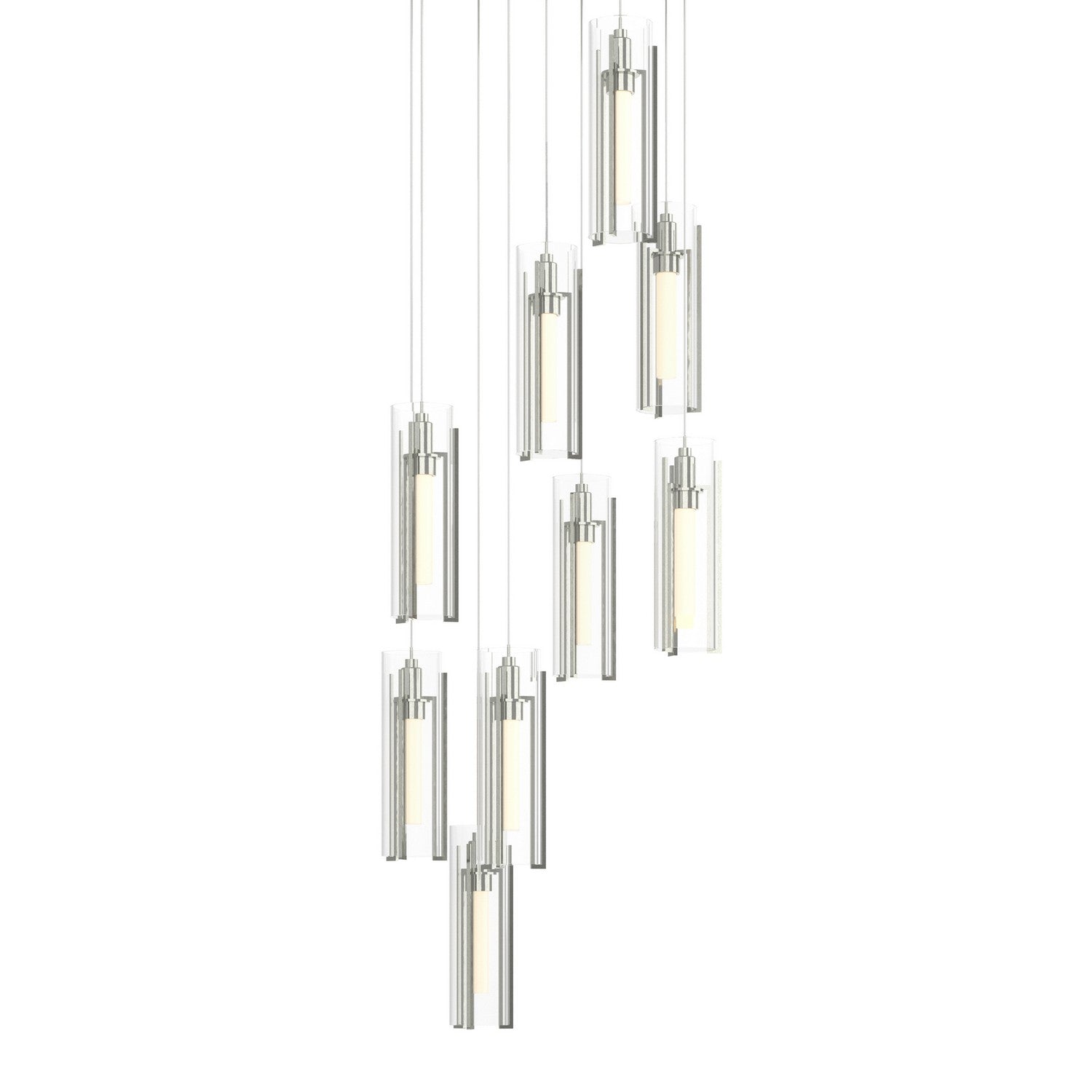 Hubbardton Forge - 131104-SKT-LONG-85-ZM0065 - Exos Glass 9-Light Pendant - Exos Glass - Sterling