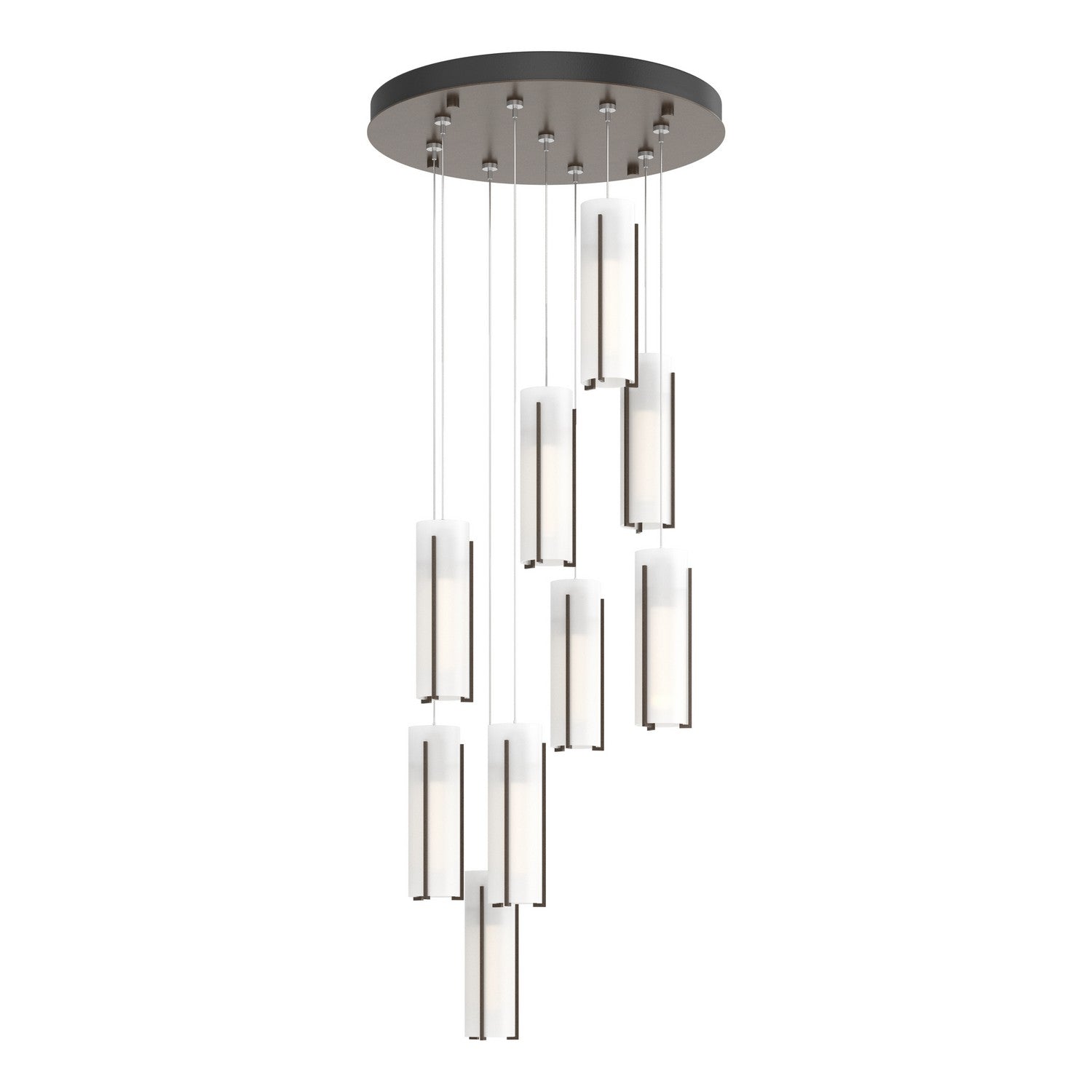 Hubbardton Forge - 131104-SKT-STND-05-GG0065 - Exos Glass 9-Light Pendant - Exos Glass - Bronze