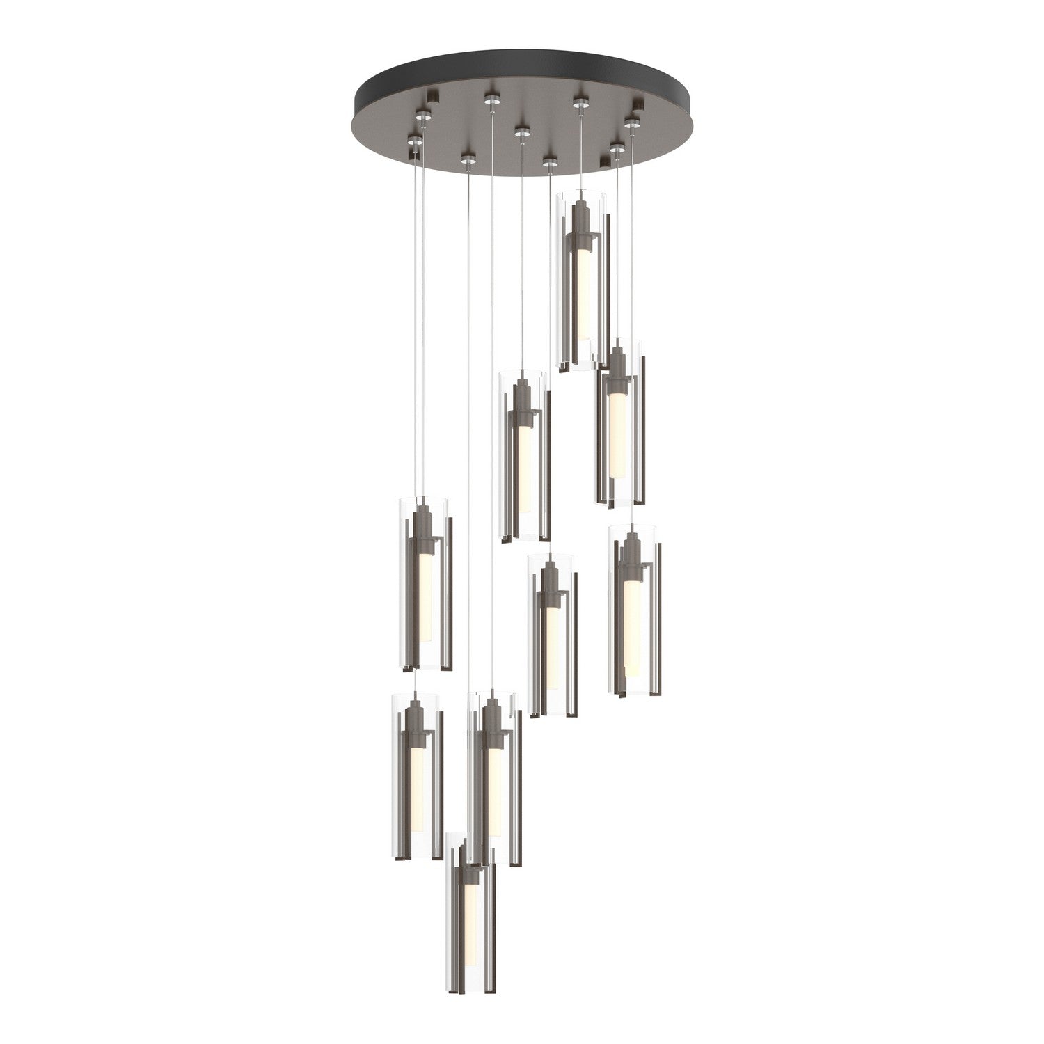 Hubbardton Forge - 131104-SKT-STND-05-ZM0065 - Exos Glass 9-Light Pendant - Exos Glass - Bronze