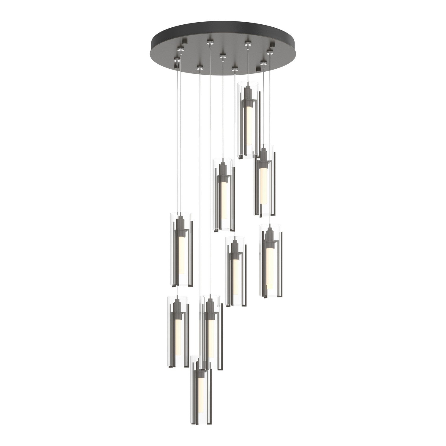 Hubbardton Forge - 131104-SKT-STND-07-ZM0065 - Exos Glass 9-Light Pendant - Exos Glass - Dark Smoke