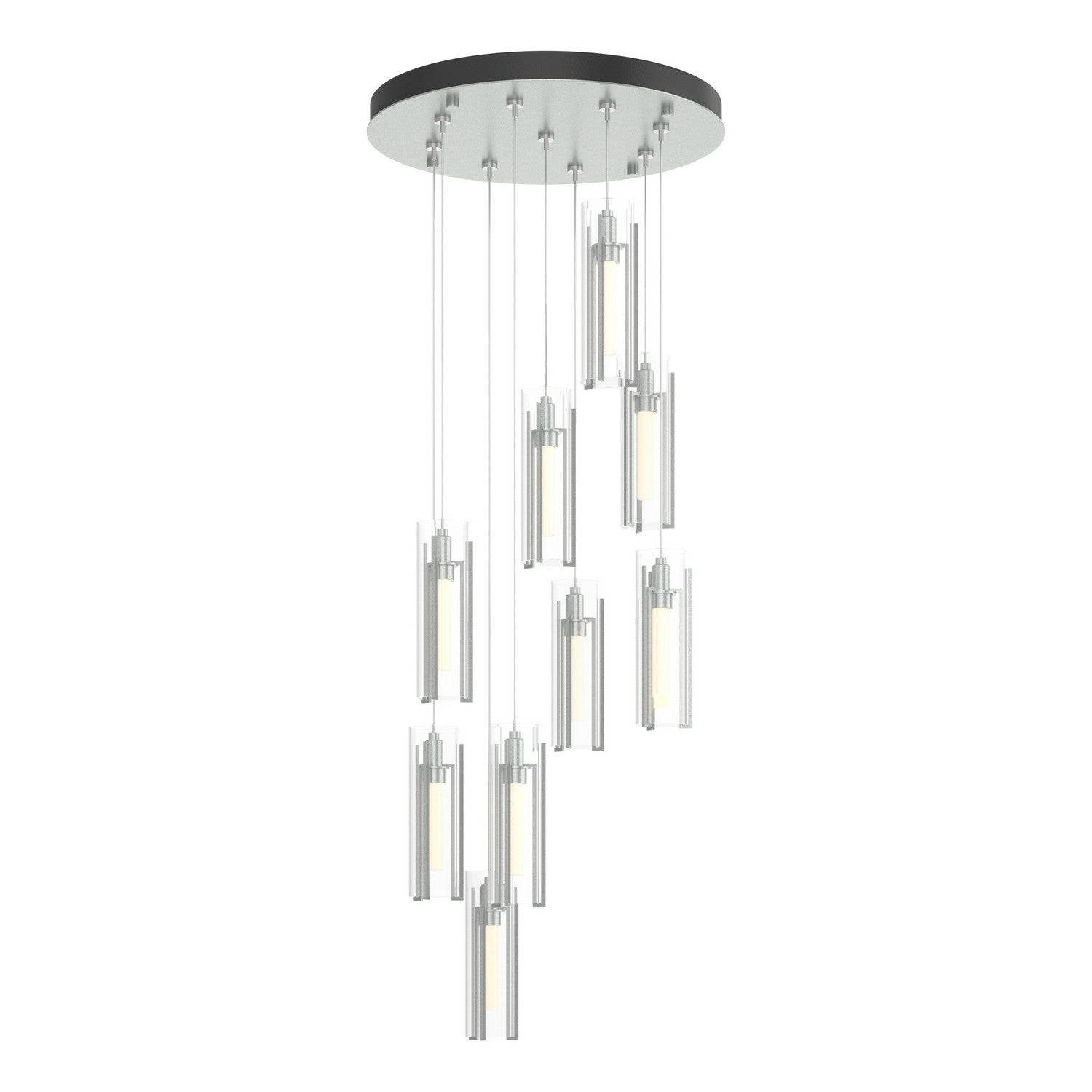 Hubbardton Forge - 131104-SKT-STND-82-ZM0065 - Exos Glass 9-Light Pendant - Exos Glass - Vintage Platinum