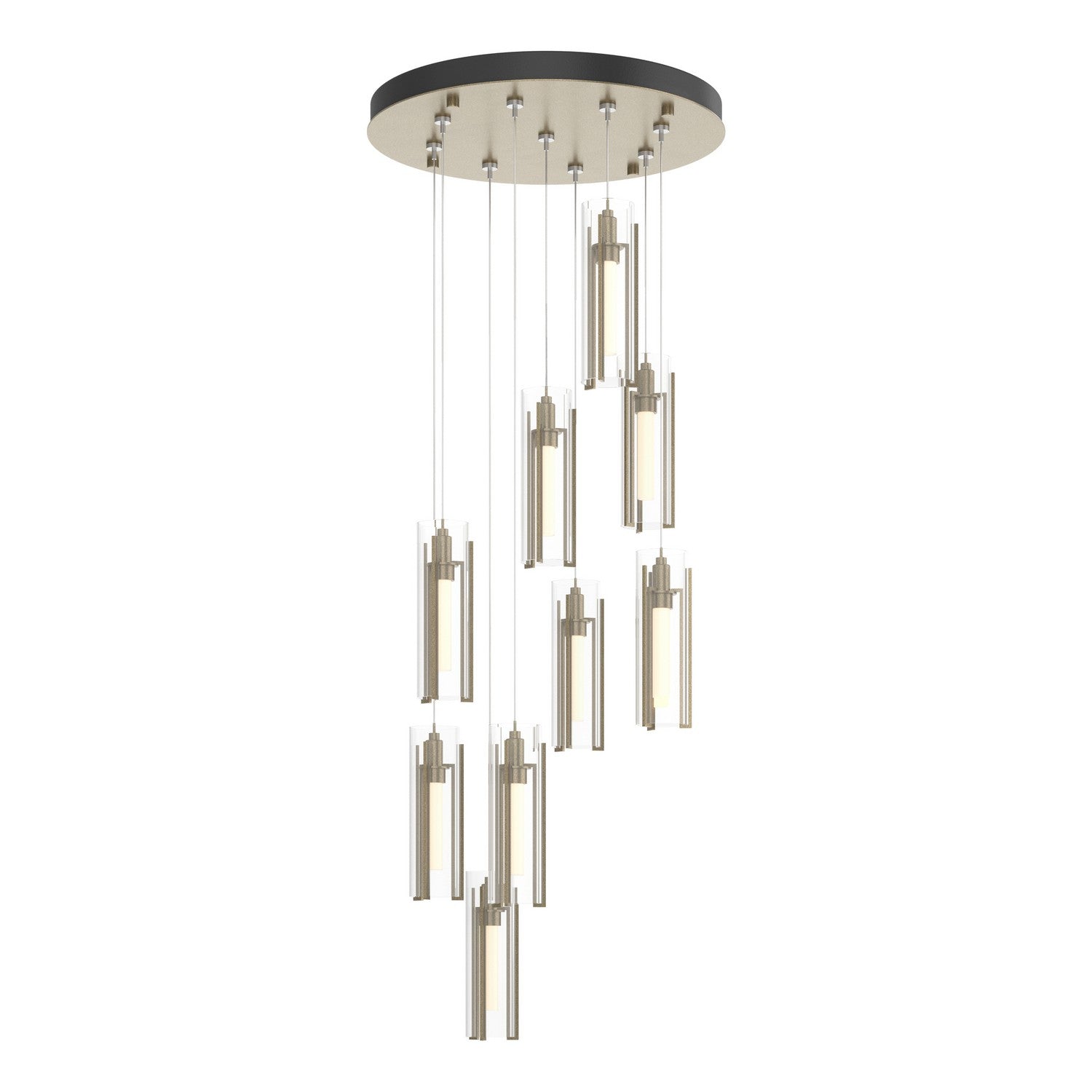 Hubbardton Forge - 131104-SKT-STND-84-ZM0065 - Exos Glass 9-Light Pendant - Exos Glass - Soft Gold
