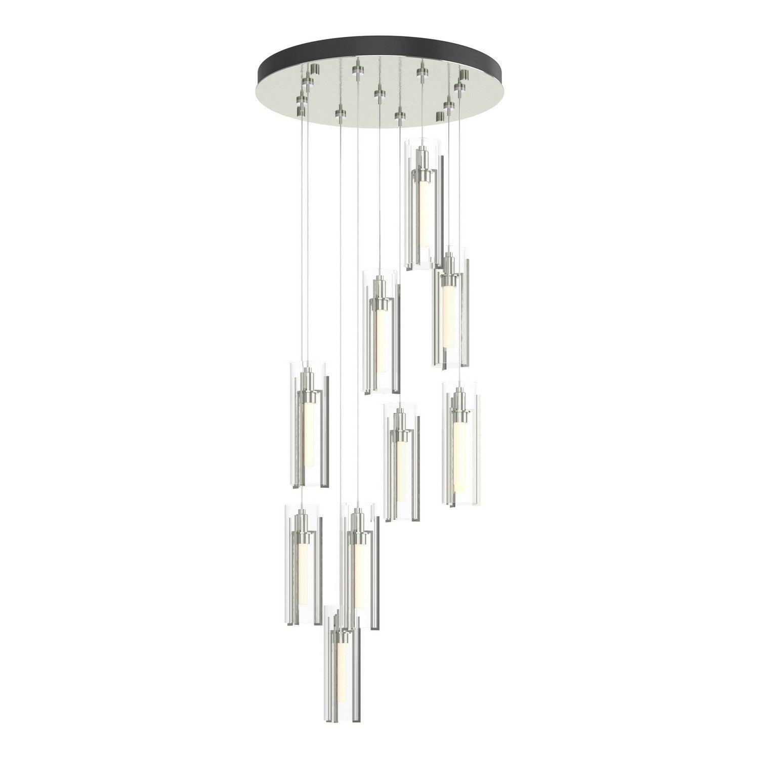 Hubbardton Forge - 131104-SKT-STND-85-ZM0065 - Exos Glass 9-Light Pendant - Exos Glass - Sterling