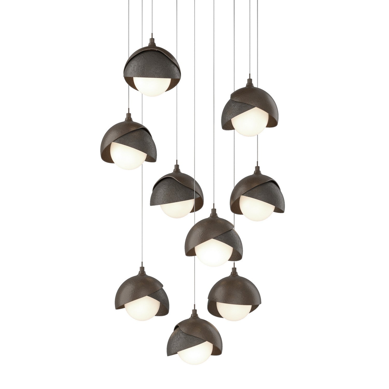 Hubbardton Forge - 131105-SKT-LONG-05-07-GG0711 - Brooklyn 9-Light Double Shade Pendant - Brooklyn - Bronze