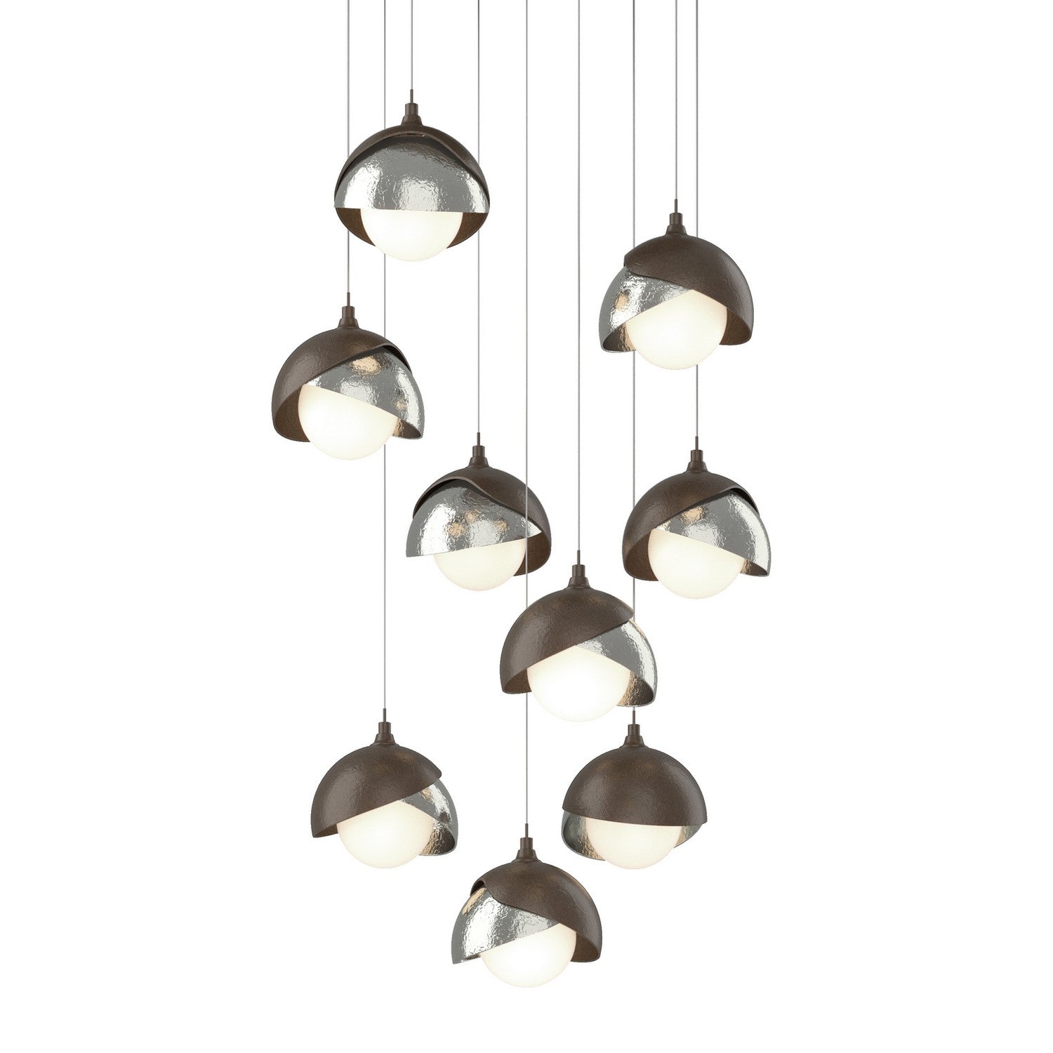Hubbardton Forge - 131105-SKT-LONG-05-85-GG0711 - Brooklyn 9-Light Double Shade Pendant - Brooklyn - Bronze
