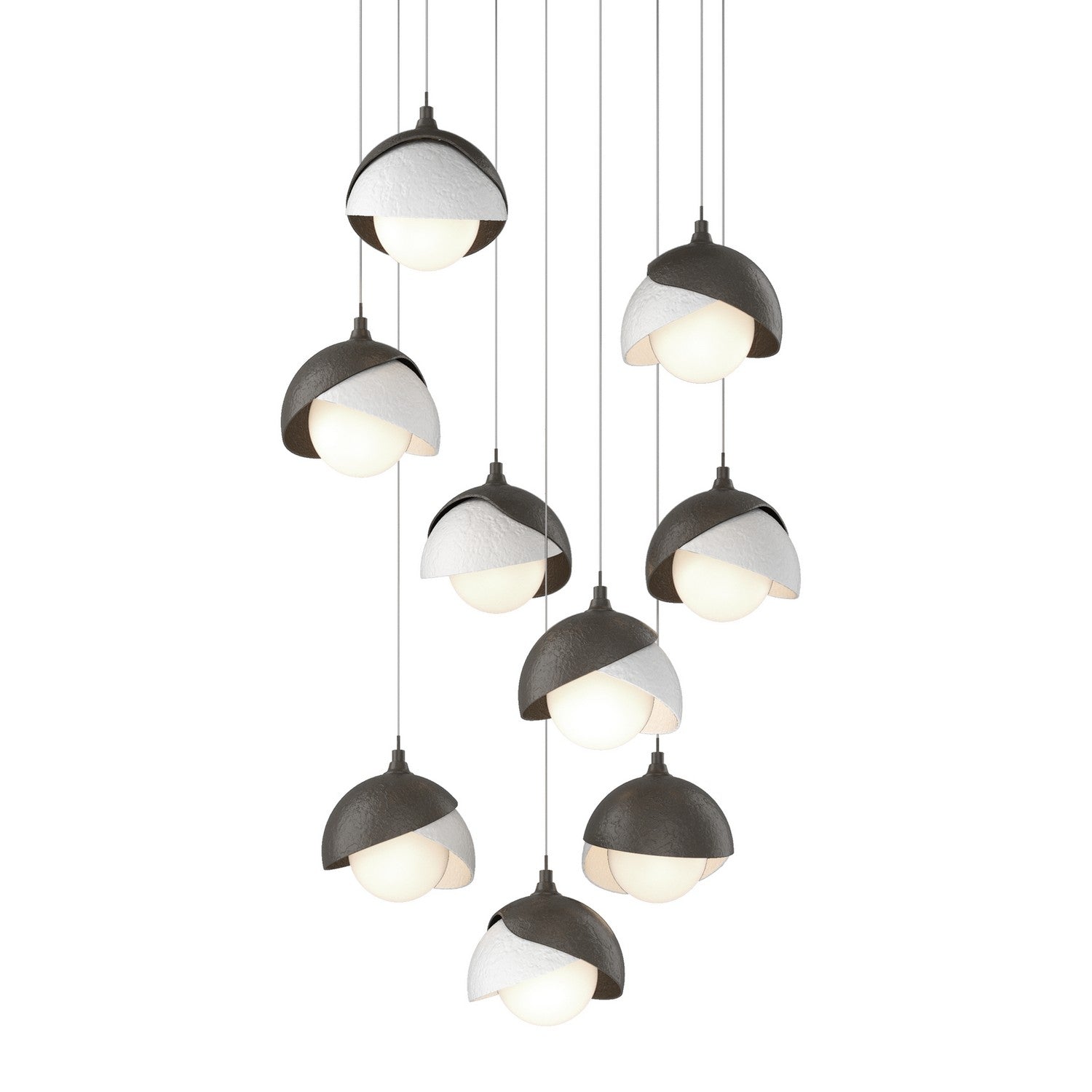 Hubbardton Forge - 131105-SKT-LONG-07-02-GG0711 - Brooklyn 9-Light Double Shade Pendant - Brooklyn - Dark Smoke