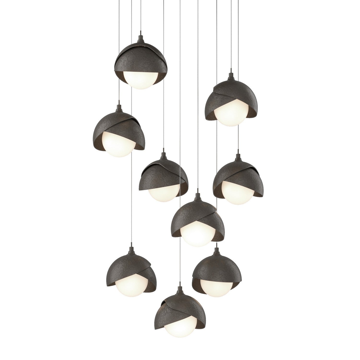 Hubbardton Forge - 131105-SKT-LONG-07-07-GG0711 - Brooklyn 9-Light Double Shade Pendant - Brooklyn - Dark Smoke