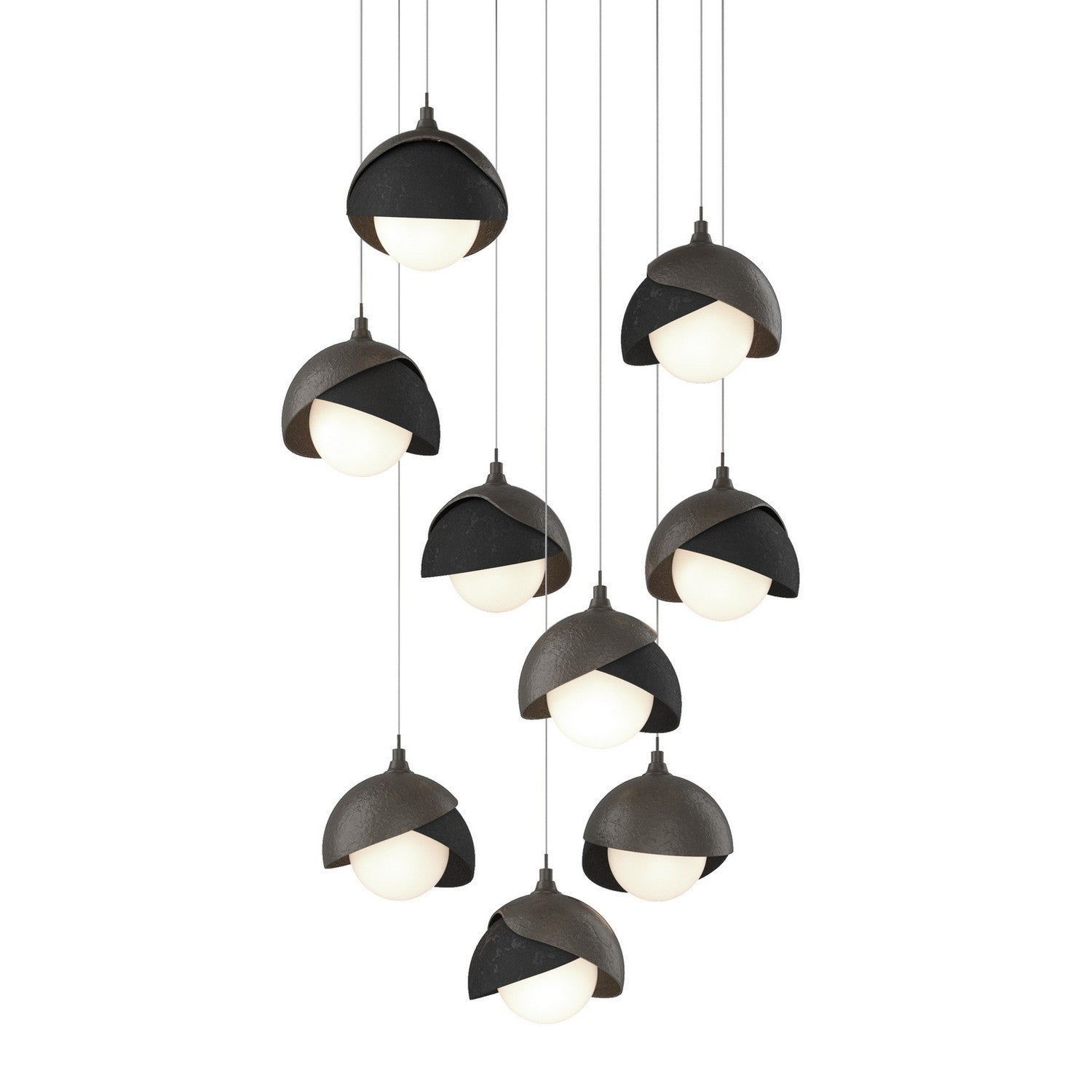 Hubbardton Forge - 131105-SKT-LONG-07-10-GG0711 - Brooklyn 9-Light Double Shade Pendant - Brooklyn - Dark Smoke