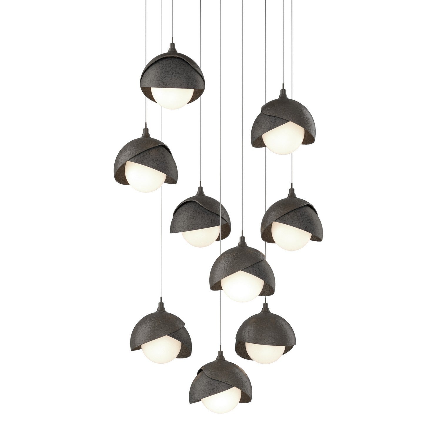 Hubbardton Forge - 131105-SKT-LONG-07-20-GG0711 - Brooklyn 9-Light Double Shade Pendant - Brooklyn - Dark Smoke