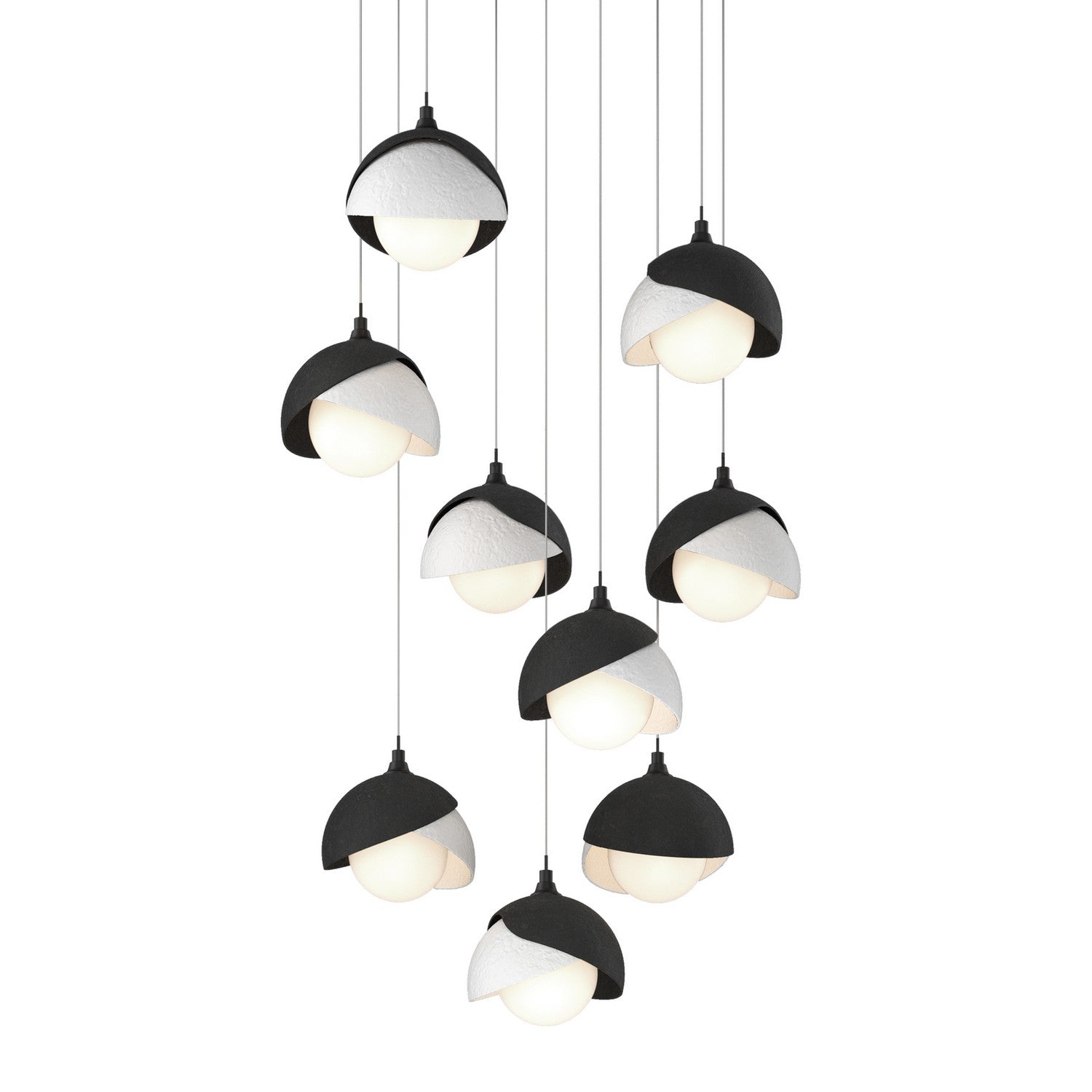 Hubbardton Forge - 131105-SKT-LONG-10-02-GG0711 - Brooklyn 9-Light Double Shade Pendant - Brooklyn - Black