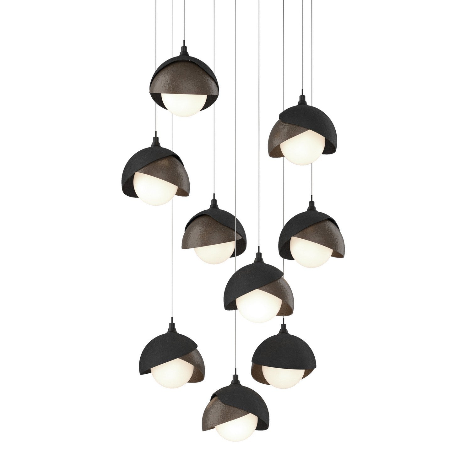 Hubbardton Forge - 131105-SKT-LONG-10-05-GG0711 - Brooklyn 9-Light Double Shade Pendant - Brooklyn - Black