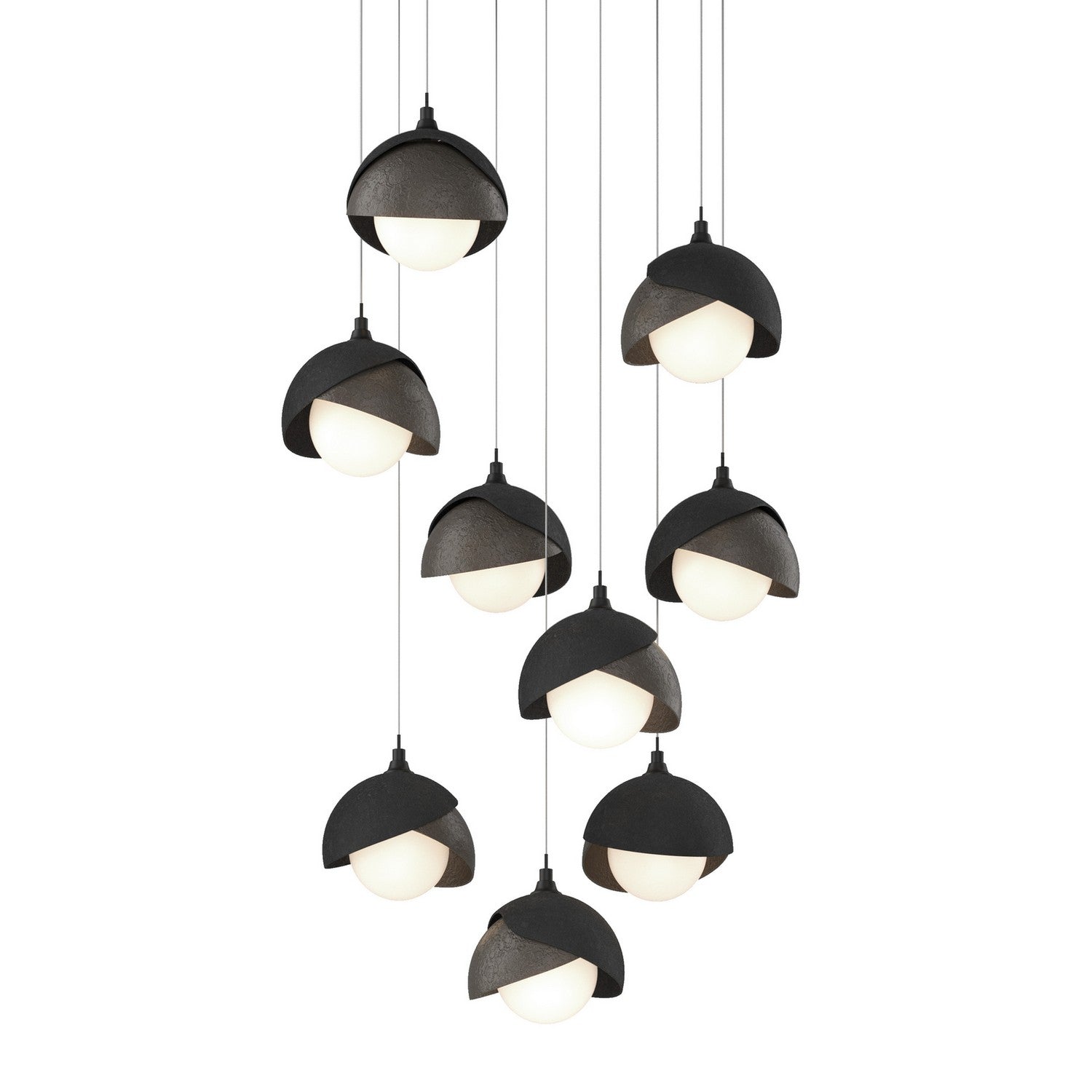 Hubbardton Forge - 131105-SKT-LONG-10-07-GG0711 - Brooklyn 9-Light Double Shade Pendant - Brooklyn - Black