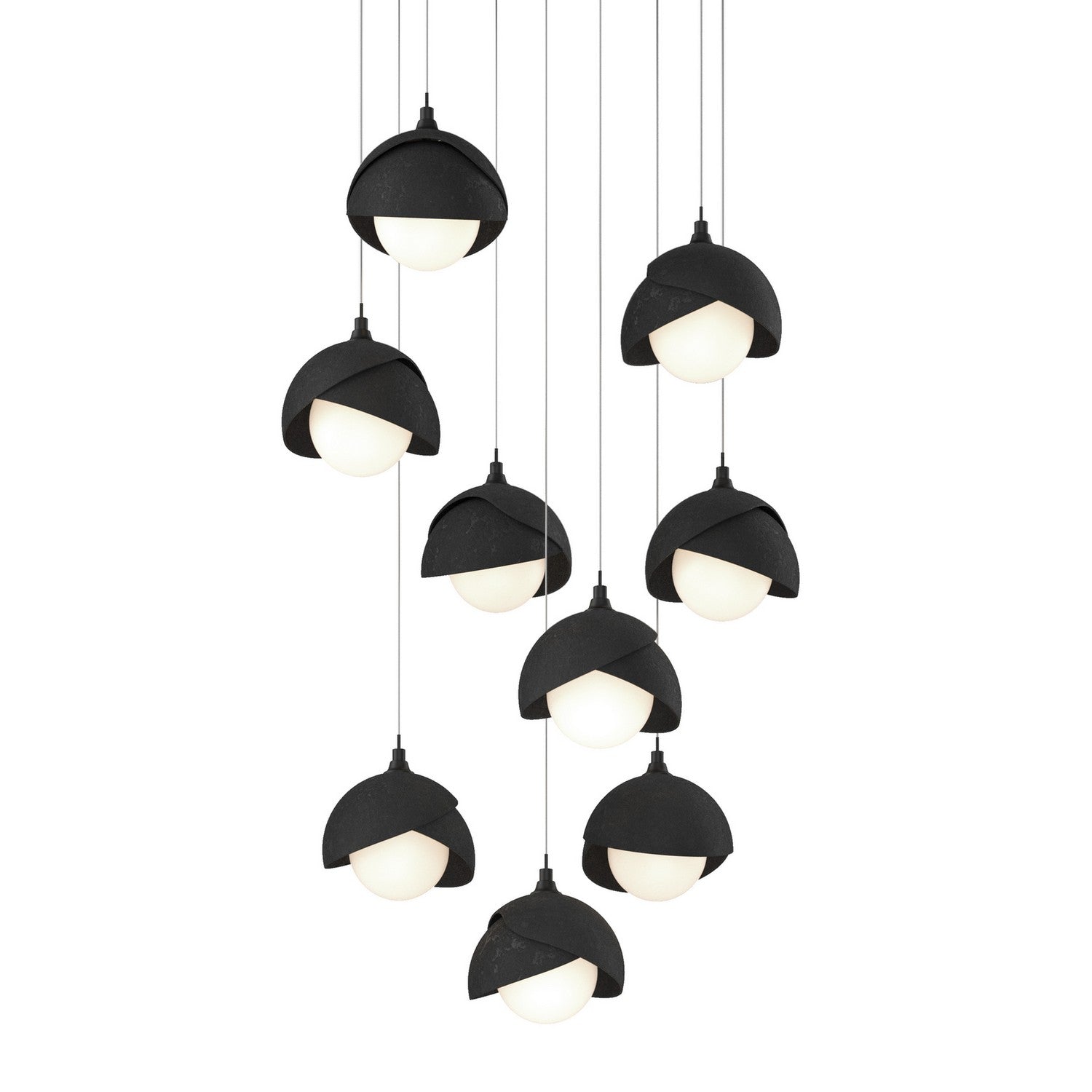 Hubbardton Forge - 131105-SKT-LONG-10-10-GG0711 - Brooklyn 9-Light Double Shade Pendant - Brooklyn - Black