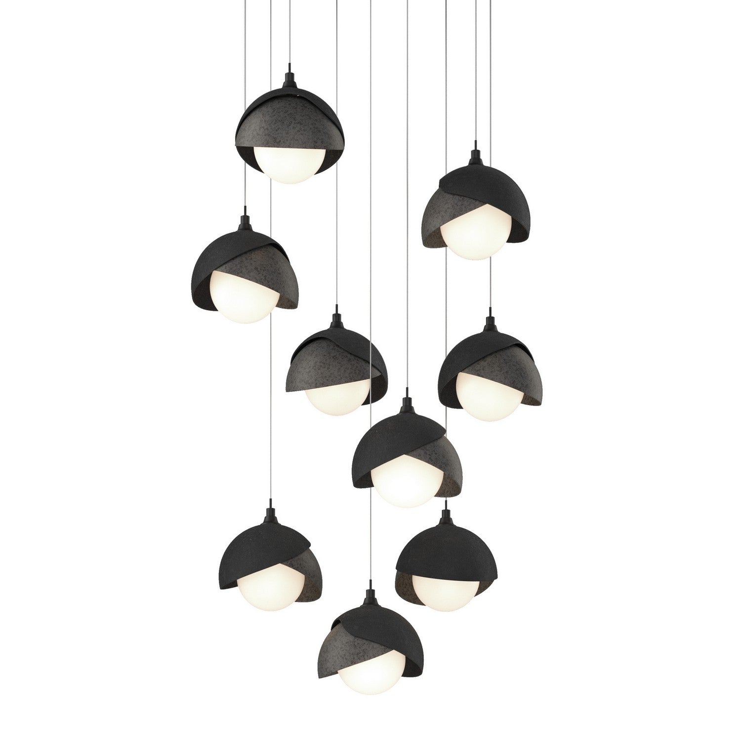 Hubbardton Forge - 131105-SKT-LONG-10-20-GG0711 - Brooklyn 9-Light Double Shade Pendant - Brooklyn - Black