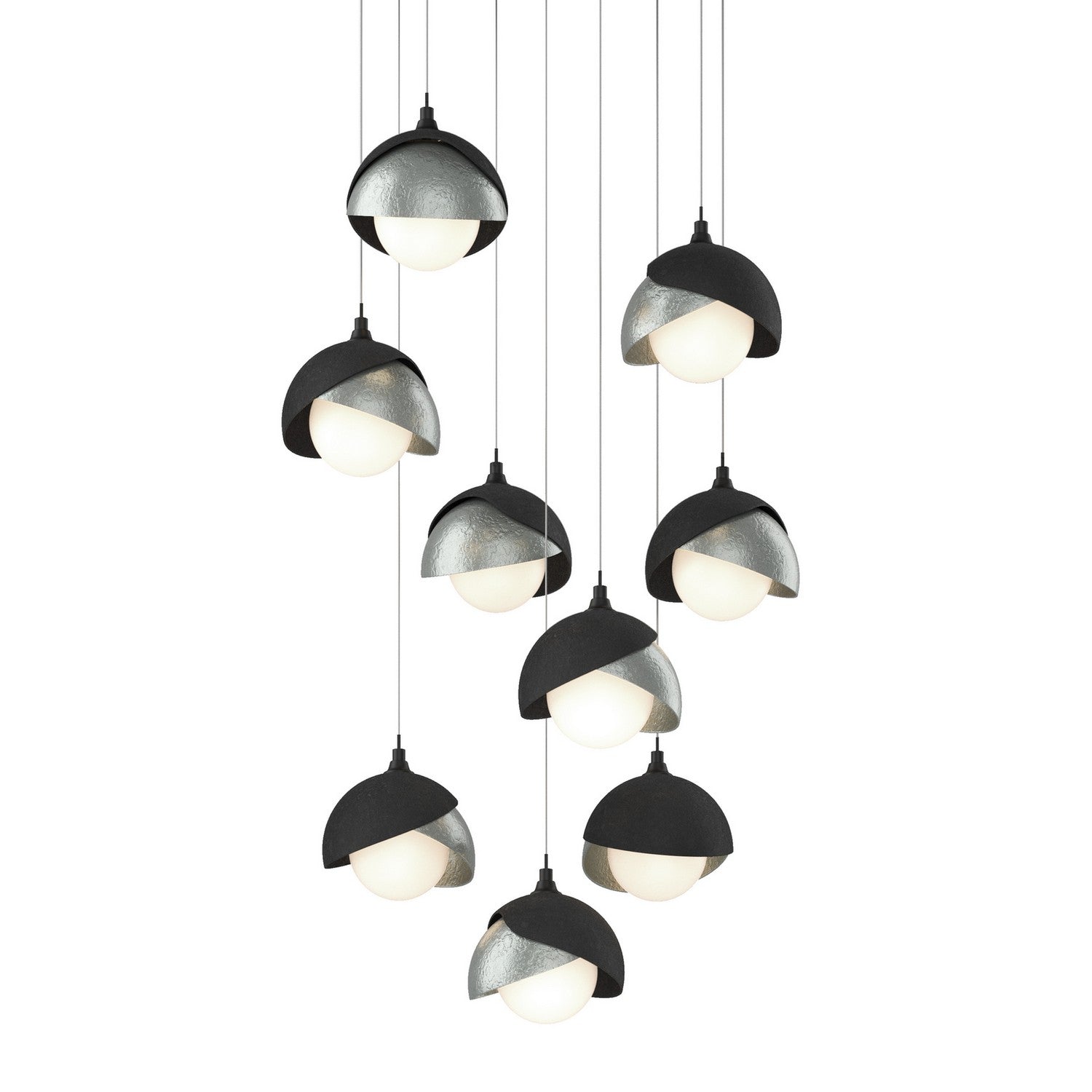 Hubbardton Forge - 131105-SKT-LONG-10-82-GG0711 - Brooklyn 9-Light Double Shade Pendant - Brooklyn - Black