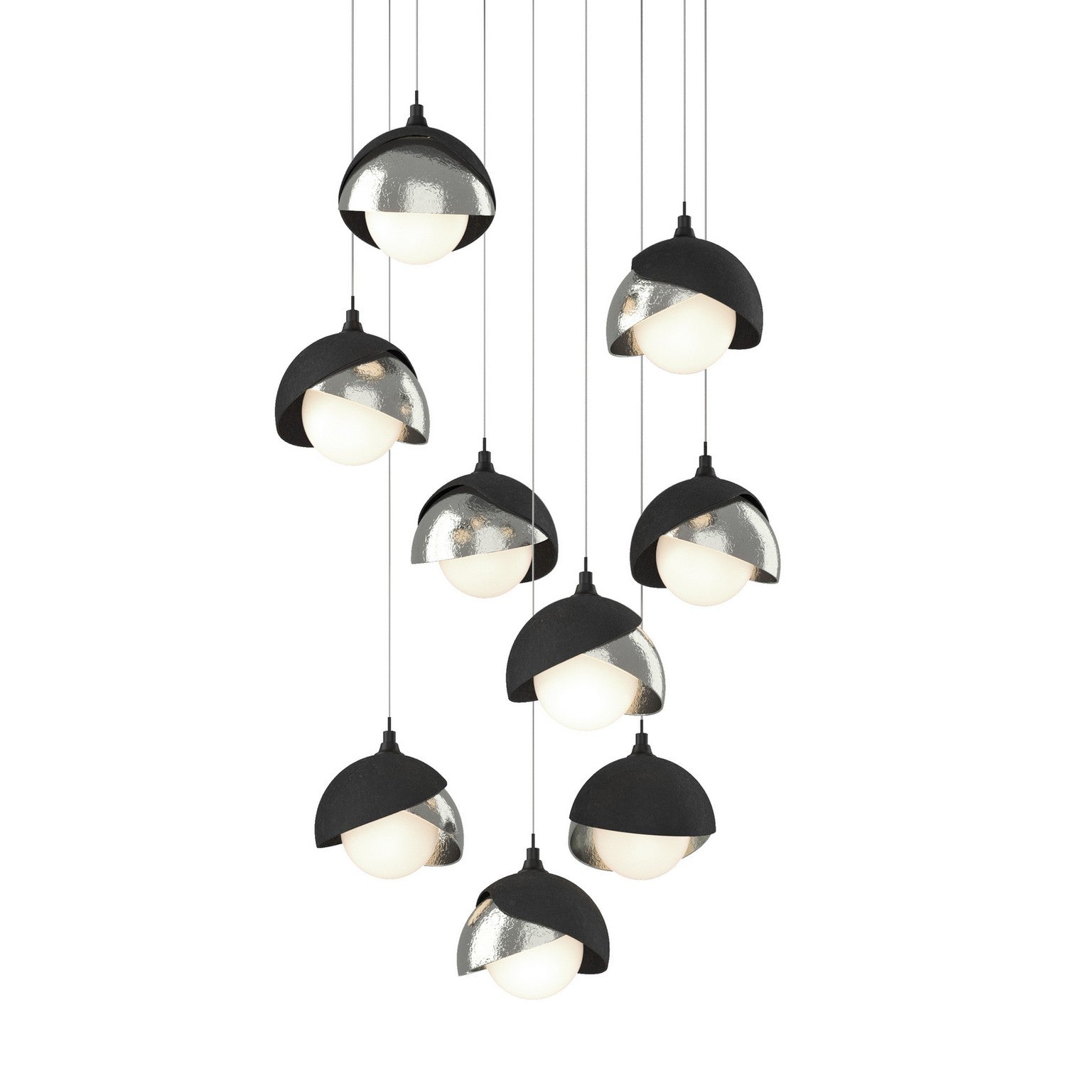 Hubbardton Forge - 131105-SKT-LONG-10-85-GG0711 - Brooklyn 9-Light Double Shade Pendant - Brooklyn - Black