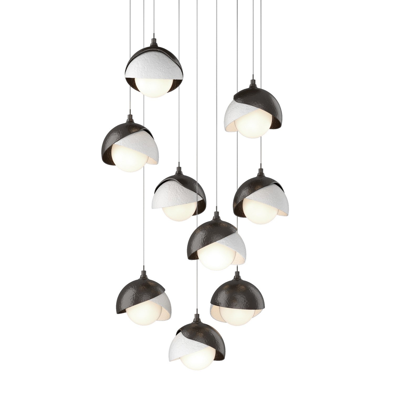 Hubbardton Forge - 131105-SKT-LONG-14-02-GG0711 - Brooklyn 9-Light Double Shade Pendant - Brooklyn - Oil Rubbed Bronze