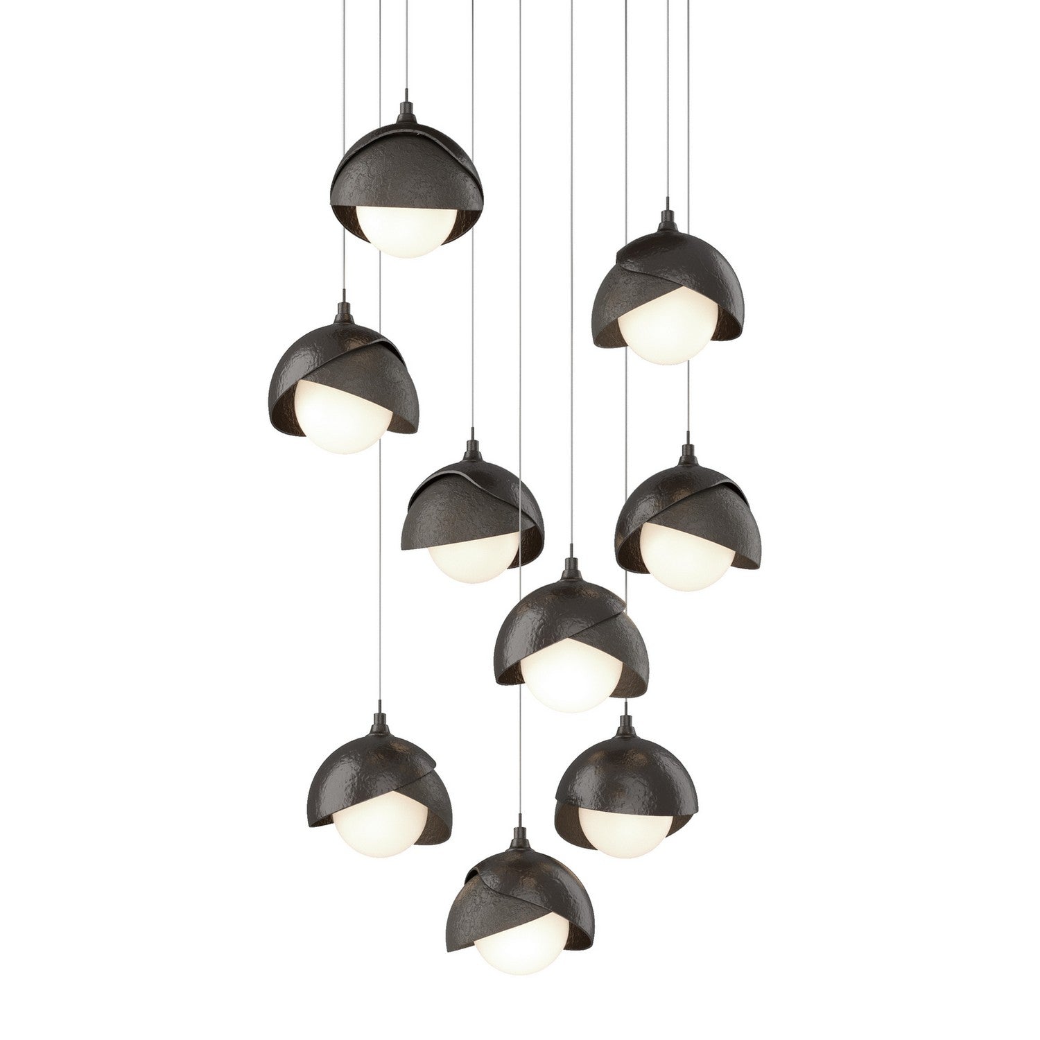 Hubbardton Forge - 131105-SKT-LONG-14-07-GG0711 - Brooklyn 9-Light Double Shade Pendant - Brooklyn - Oil Rubbed Bronze