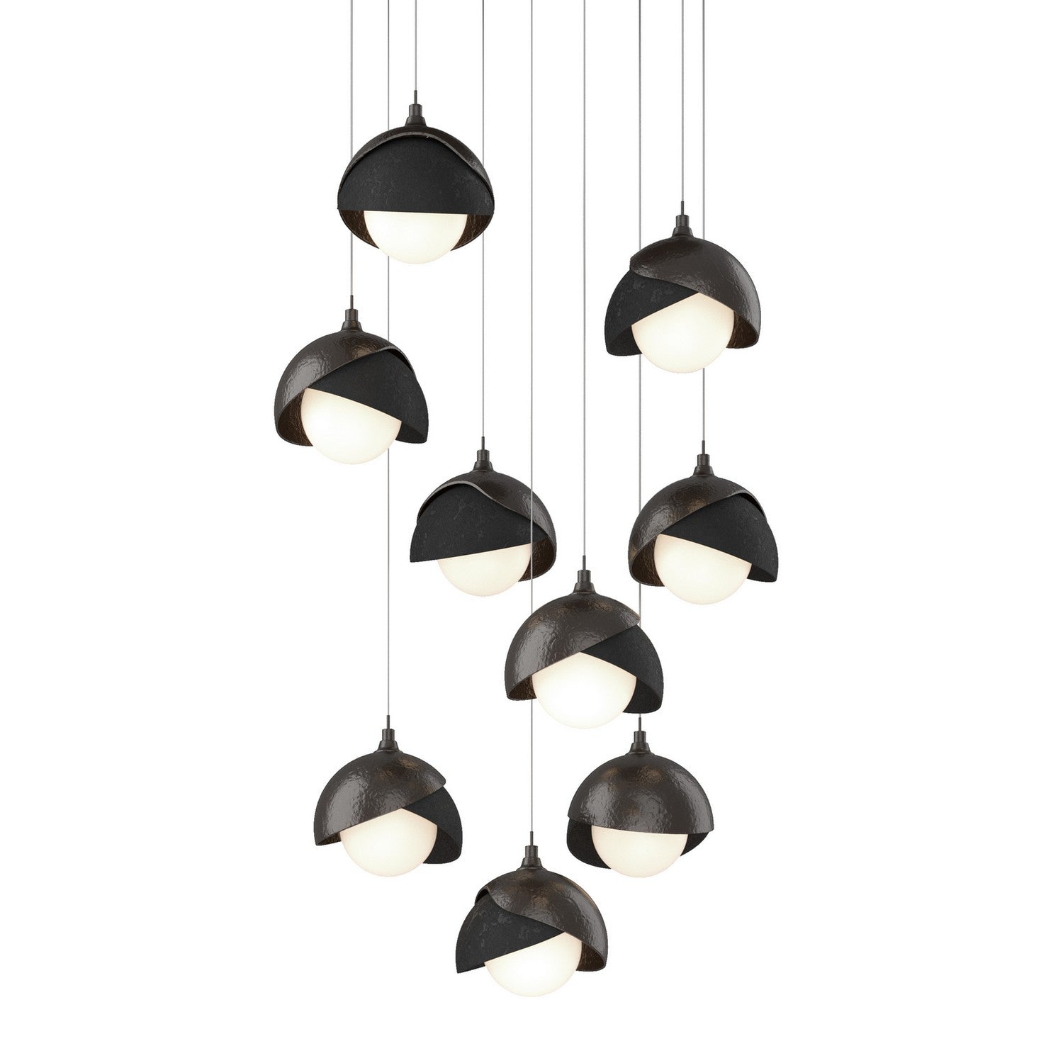 Hubbardton Forge - 131105-SKT-LONG-14-10-GG0711 - Brooklyn 9-Light Double Shade Pendant - Brooklyn - Oil Rubbed Bronze