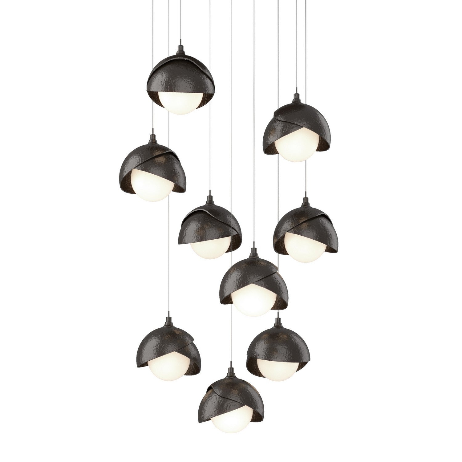 Hubbardton Forge - 131105-SKT-LONG-14-14-GG0711 - Brooklyn 9-Light Double Shade Pendant - Brooklyn - Oil Rubbed Bronze