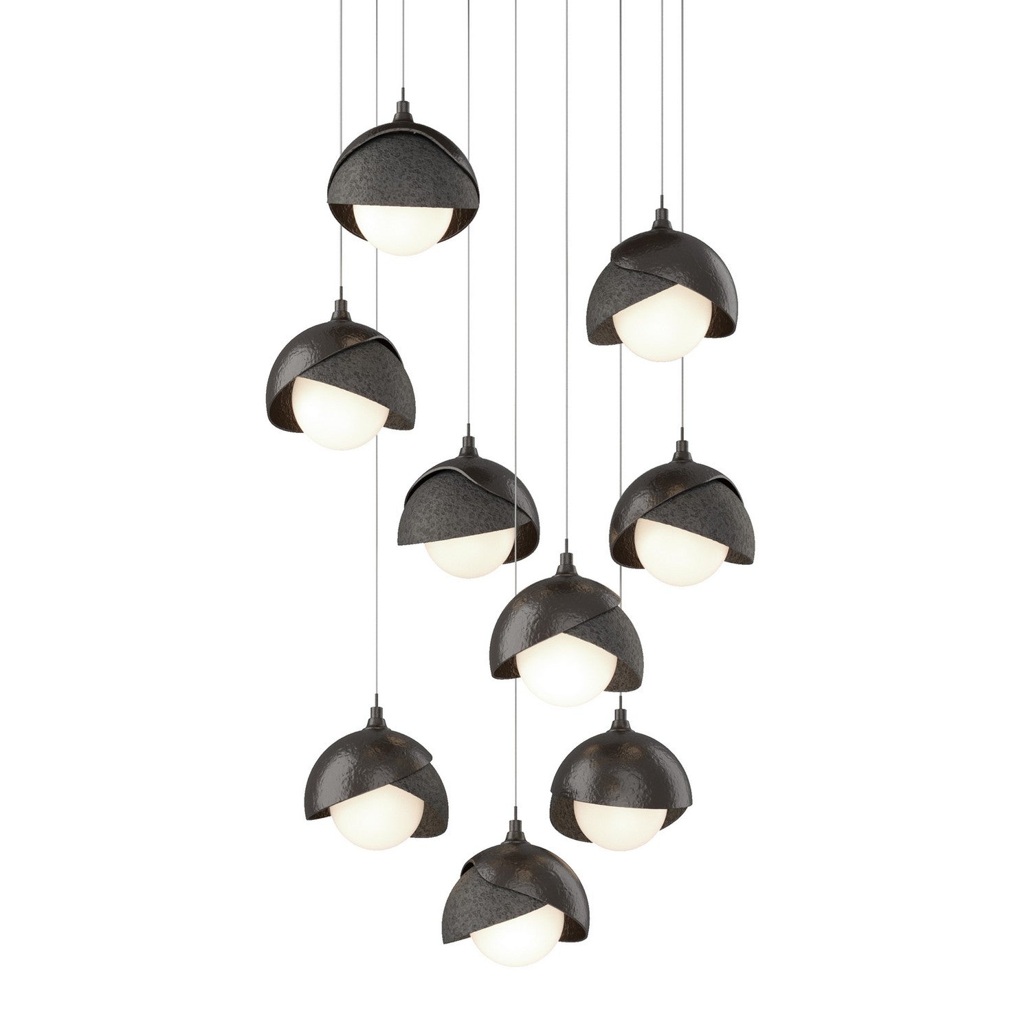 Hubbardton Forge - 131105-SKT-LONG-14-20-GG0711 - Brooklyn 9-Light Double Shade Pendant - Brooklyn - Oil Rubbed Bronze