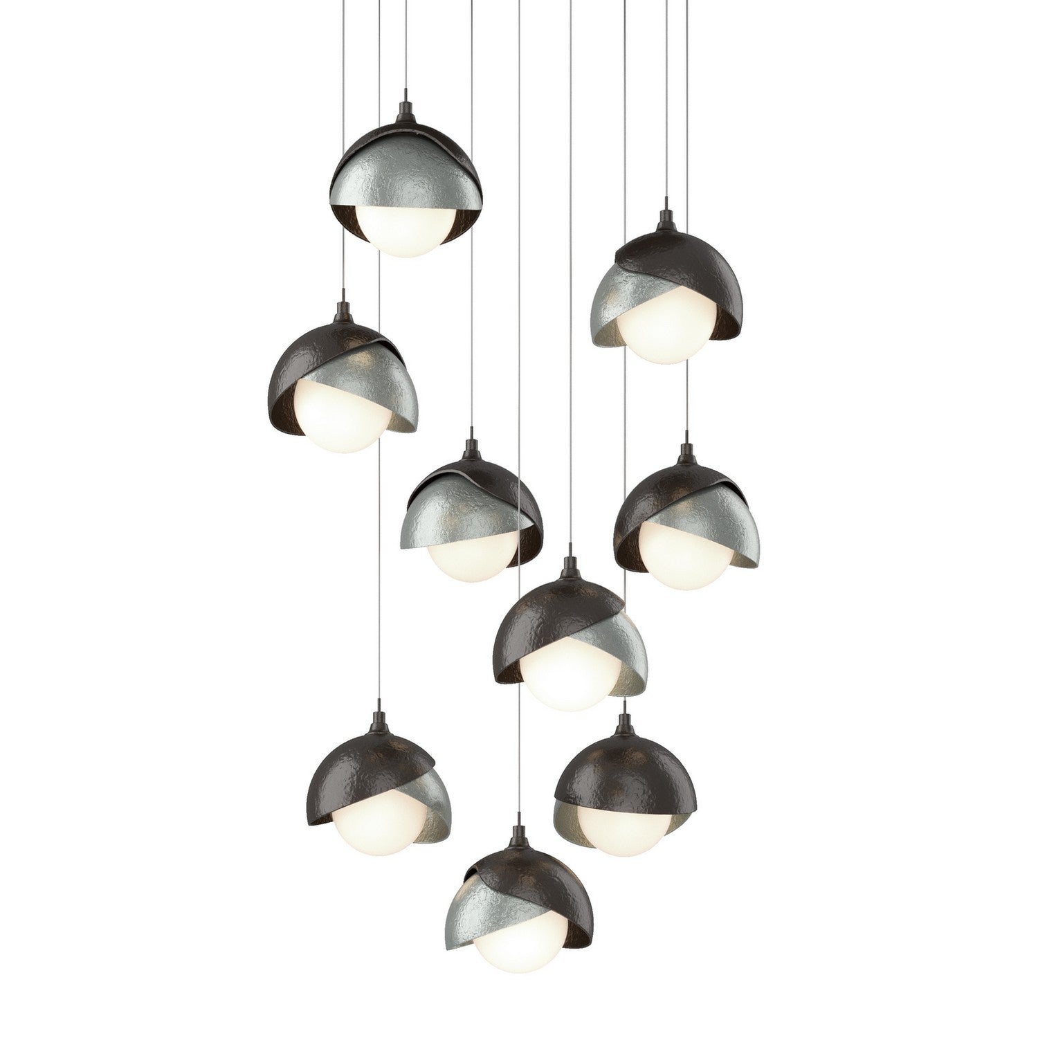 Hubbardton Forge - 131105-SKT-LONG-14-82-GG0711 - Brooklyn 9-Light Double Shade Pendant - Brooklyn - Oil Rubbed Bronze