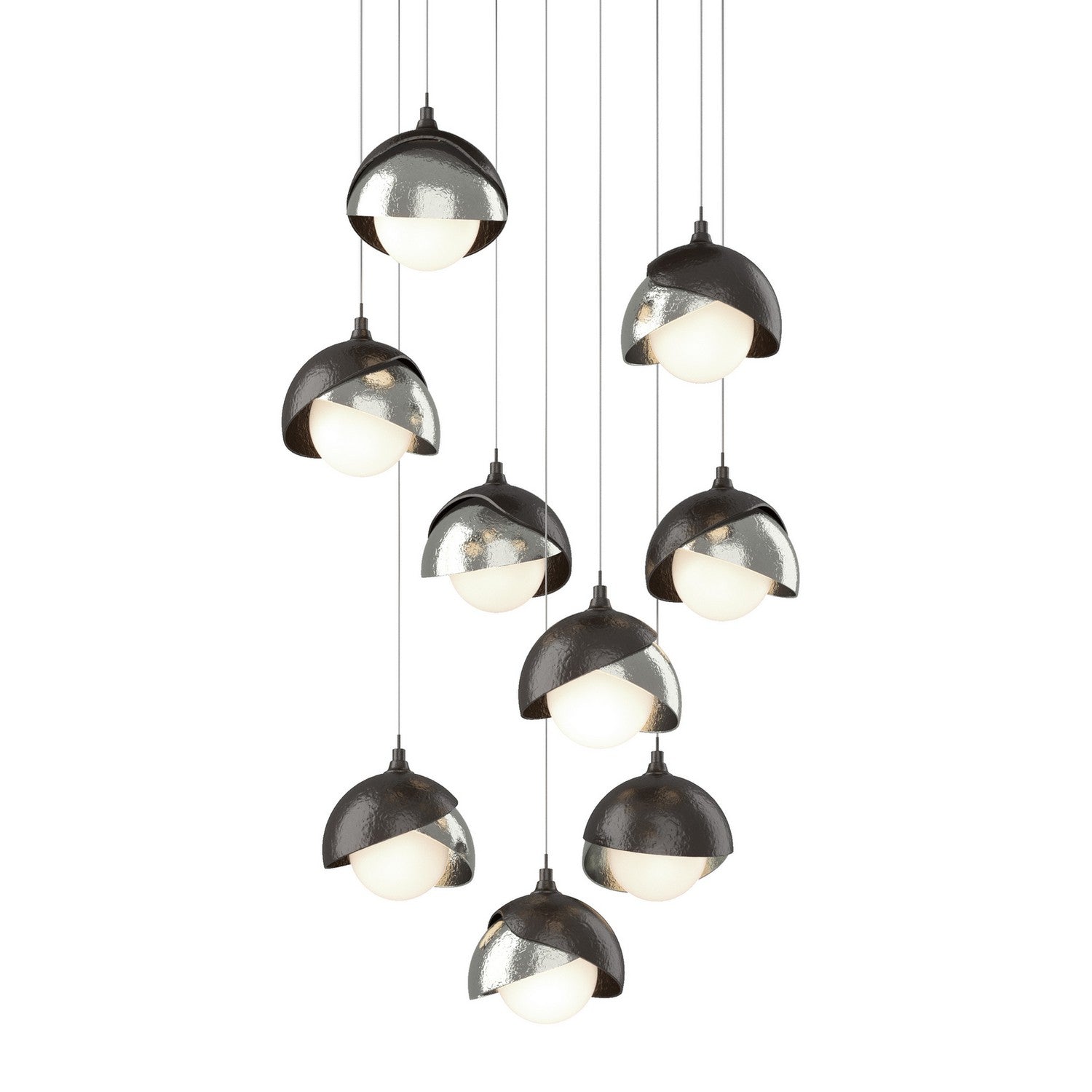 Hubbardton Forge - 131105-SKT-LONG-14-85-GG0711 - Brooklyn 9-Light Double Shade Pendant - Brooklyn - Oil Rubbed Bronze