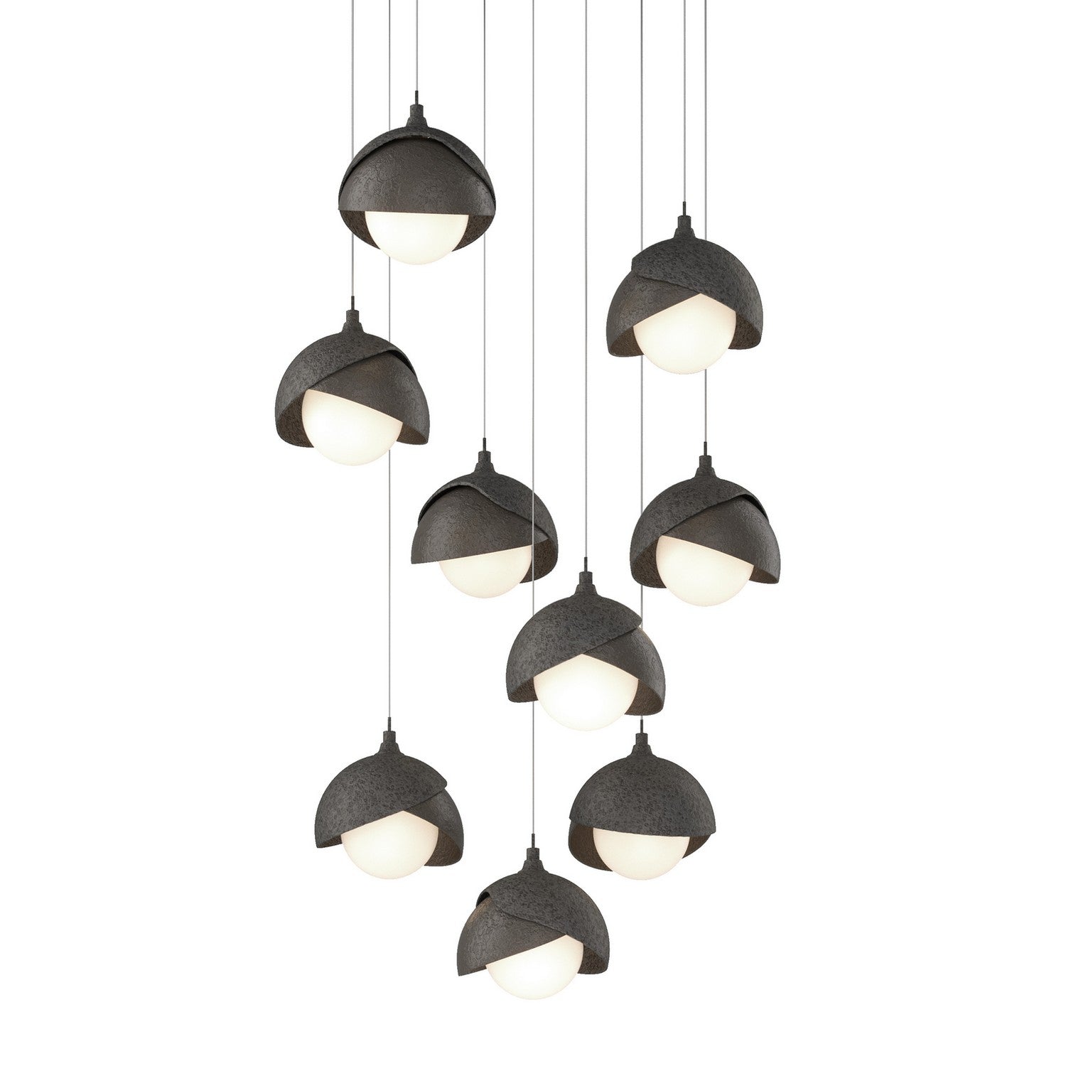 Hubbardton Forge - 131105-SKT-LONG-20-07-GG0711 - Brooklyn 9-Light Double Shade Pendant - Brooklyn - Natural Iron