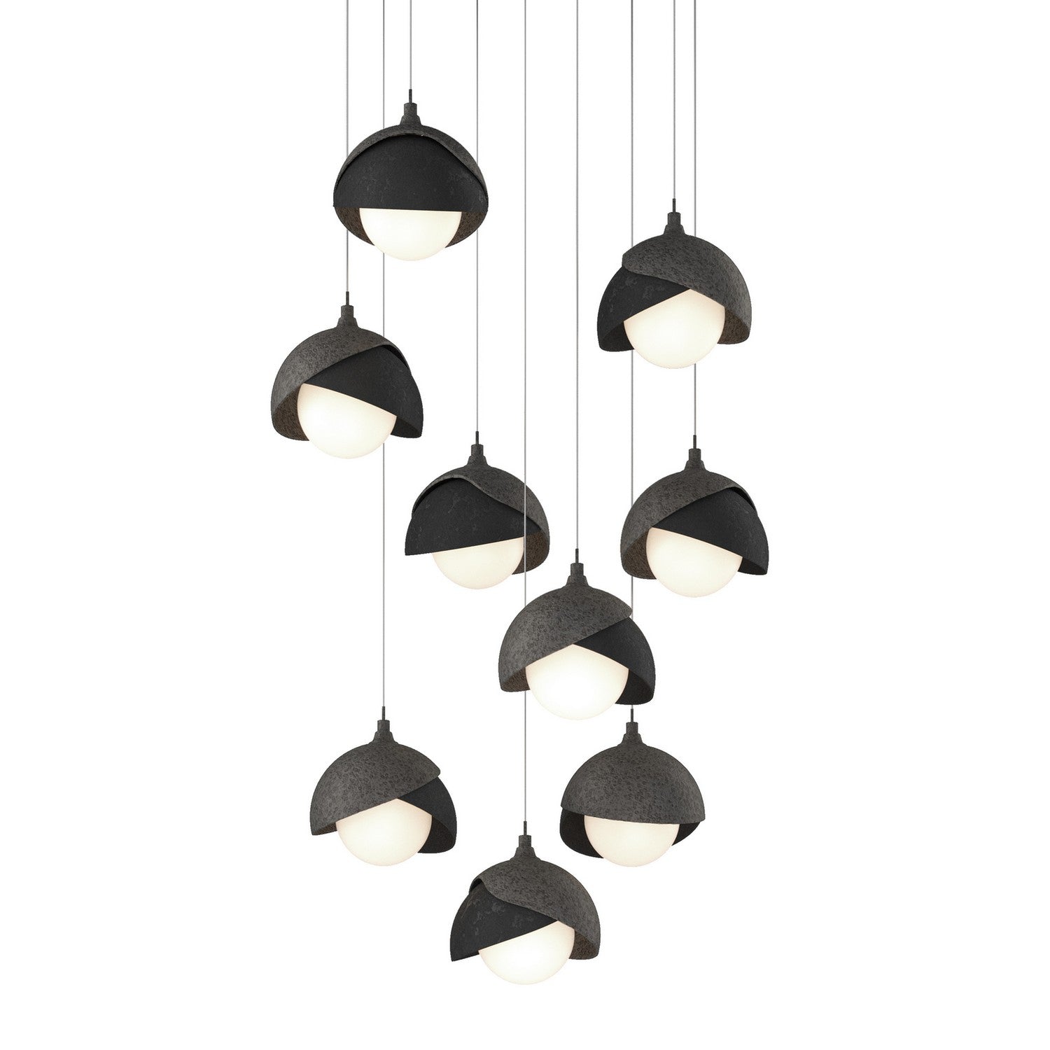 Hubbardton Forge - 131105-SKT-LONG-20-10-GG0711 - Brooklyn 9-Light Double Shade Pendant - Brooklyn - Natural Iron