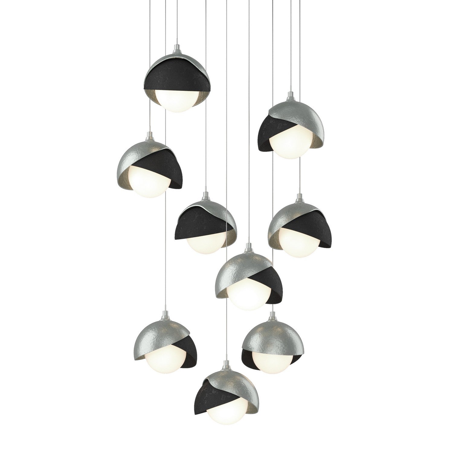 Hubbardton Forge - 131105-SKT-LONG-82-10-GG0711 - Brooklyn 9-Light Double Shade Pendant - Brooklyn - Vintage Platinum
