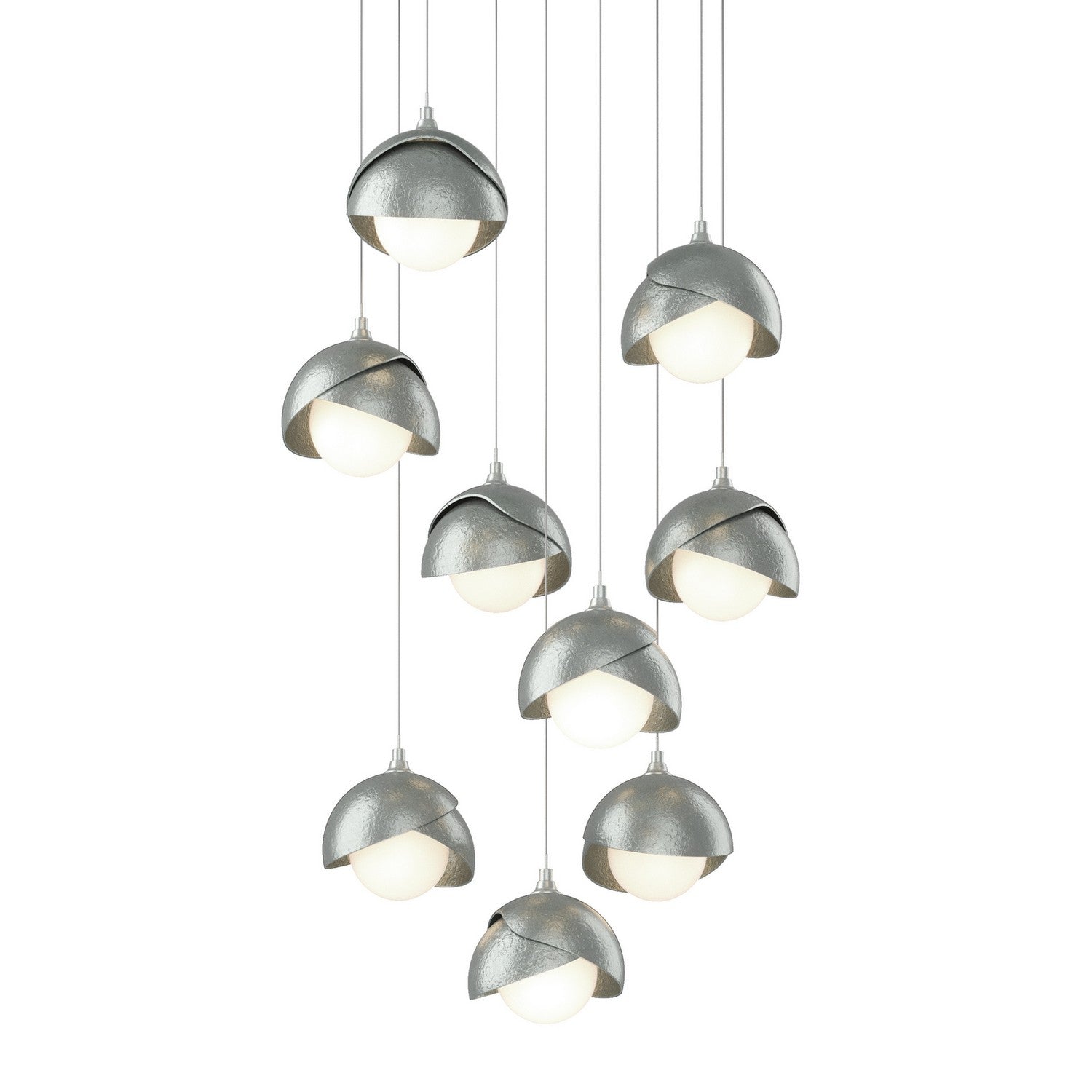 Hubbardton Forge - 131105-SKT-LONG-82-82-GG0711 - Brooklyn 9-Light Double Shade Pendant - Brooklyn - Vintage Platinum