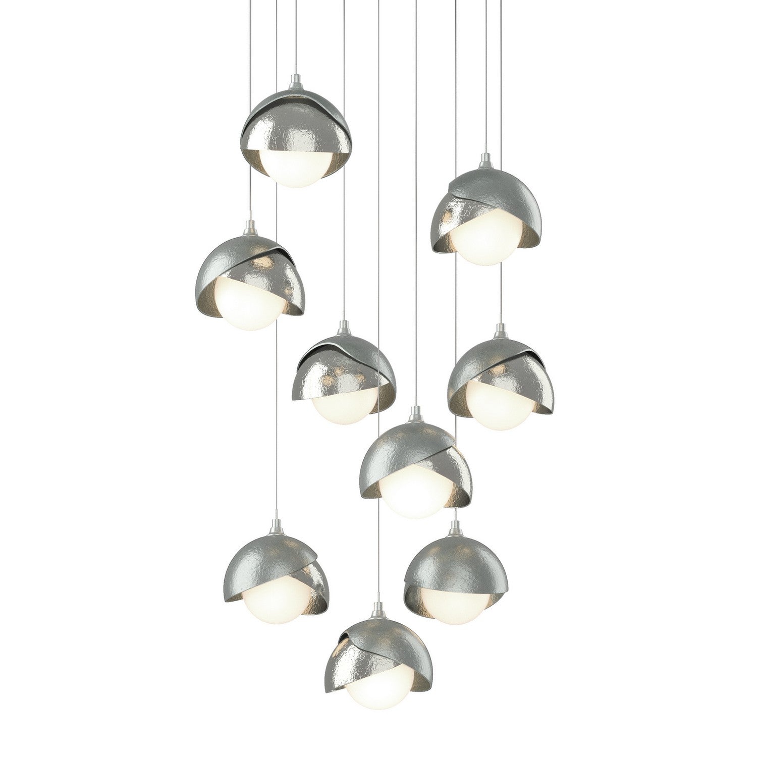 Hubbardton Forge - 131105-SKT-LONG-82-85-GG0711 - Brooklyn 9-Light Double Shade Pendant - Brooklyn - Vintage Platinum