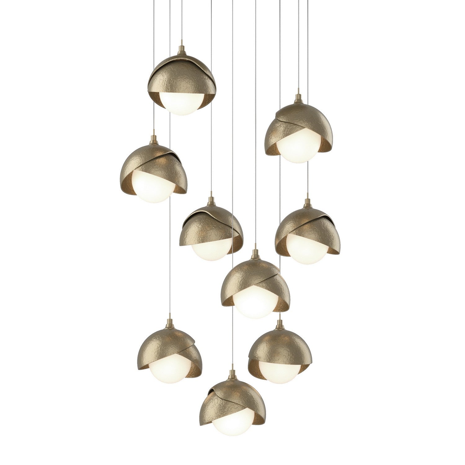 Hubbardton Forge - 131105-SKT-LONG-84-84-GG0711 - Brooklyn 9-Light Double Shade Pendant - Brooklyn - Soft Gold
