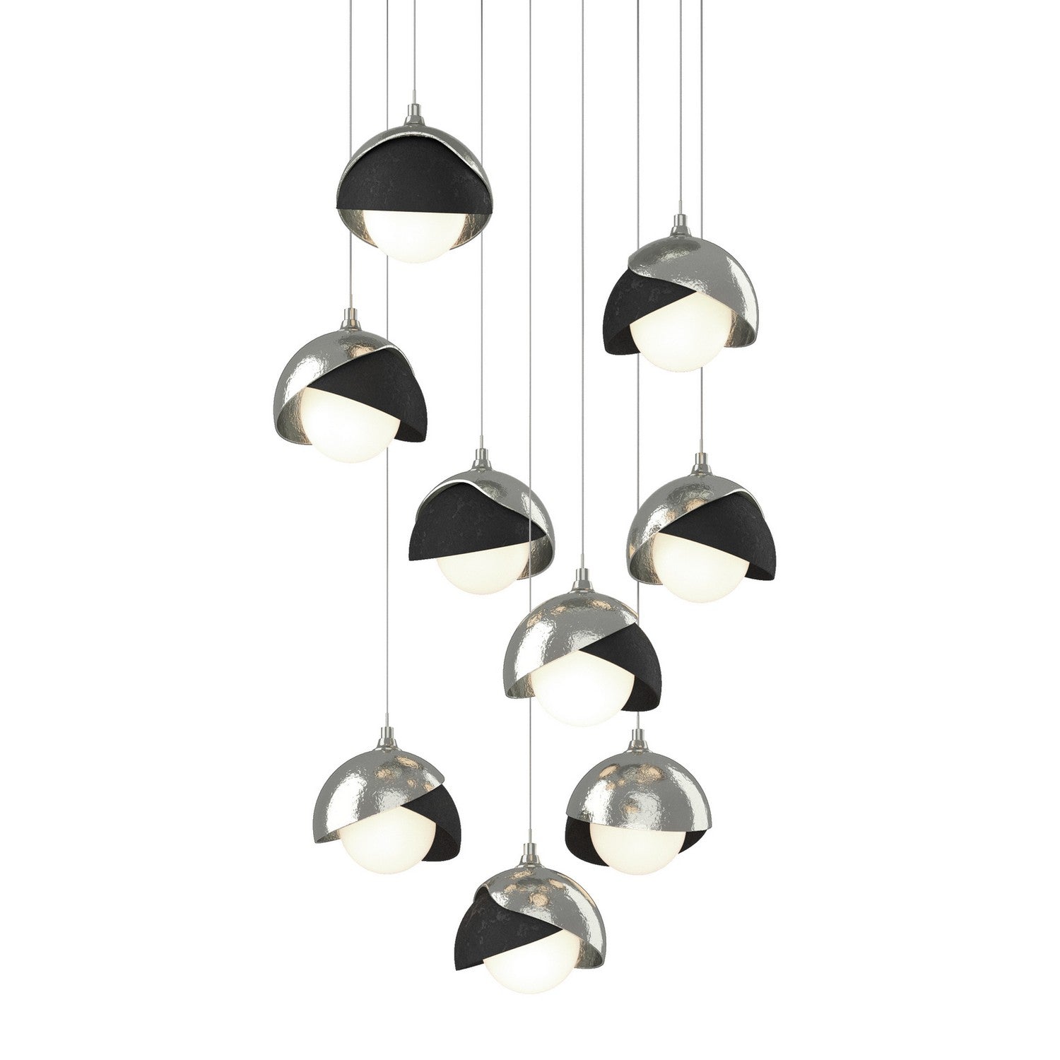 Hubbardton Forge - 131105-SKT-LONG-85-10-GG0711 - Brooklyn 9-Light Double Shade Pendant - Brooklyn - Sterling